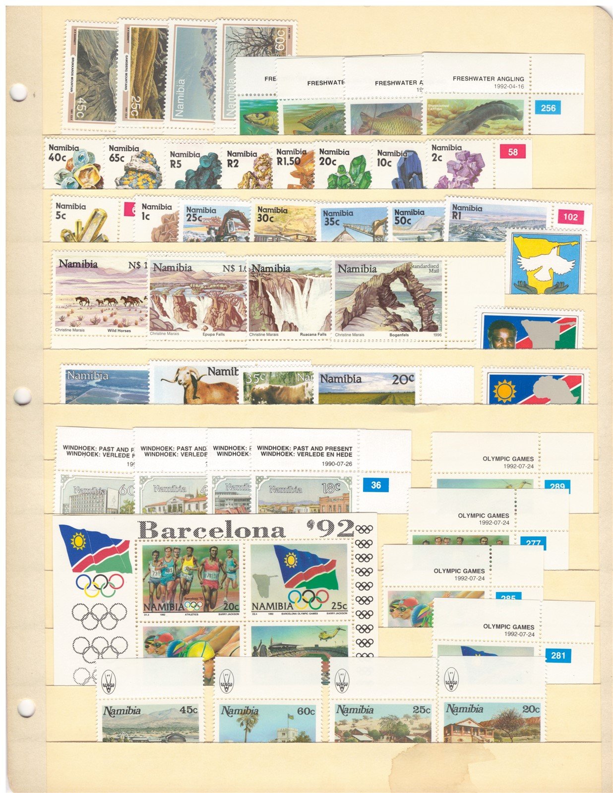 Nambia All Different MNH Stamp Collection on 4 Stock Pages ZAYIX 0825CB4237