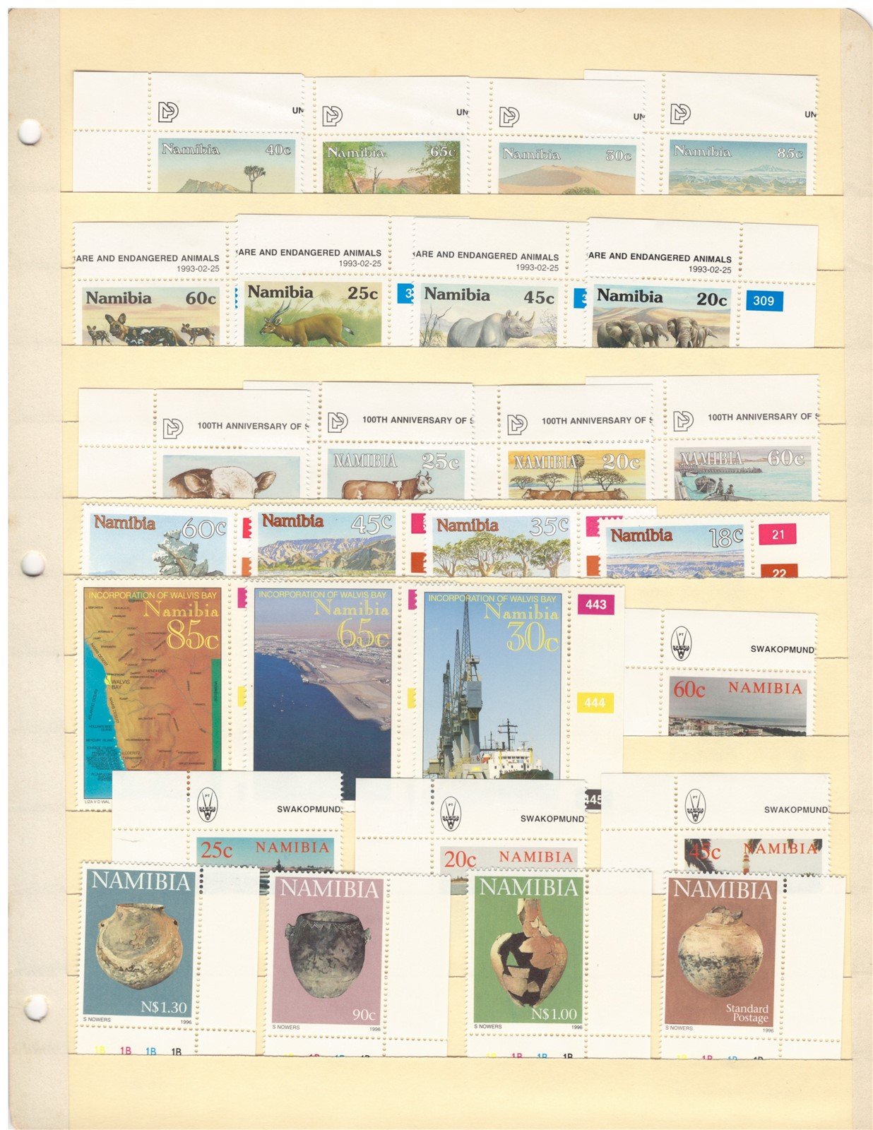 Nambia All Different MNH Stamp Collection on 4 Stock Pages ZAYIX 0825CB4250