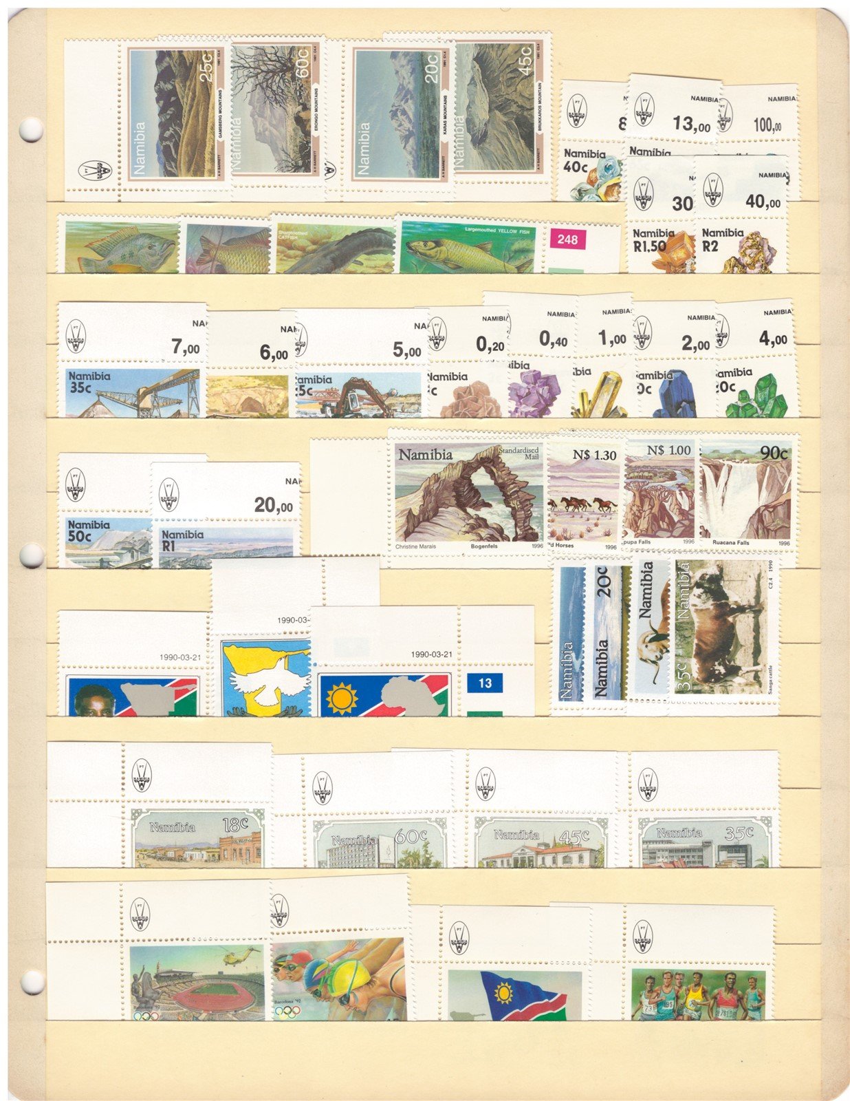 Nambia All Different MNH Stamp Collection on 4 Stock Pages ZAYIX 0825CB4250
