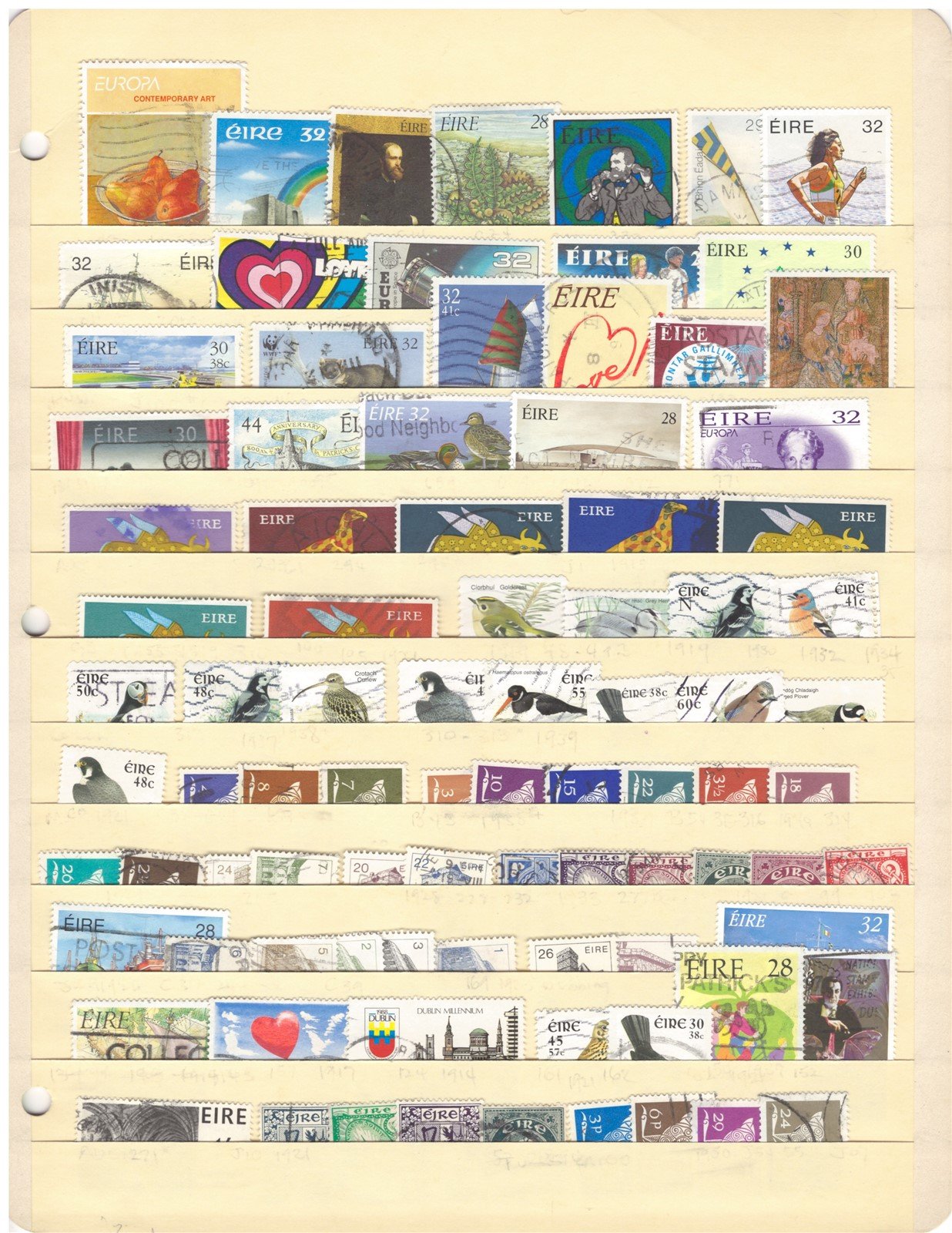 318 All Different Used Ireland Stamp Collection, 4 Stock Pages ZAYIX 0825CB4252