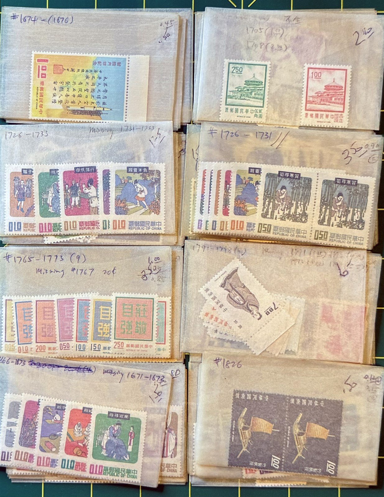 Taiwan (ROC) Dealer's Stock in 84 Glassines CV $575+ Zayix Stamps 0825CB4486