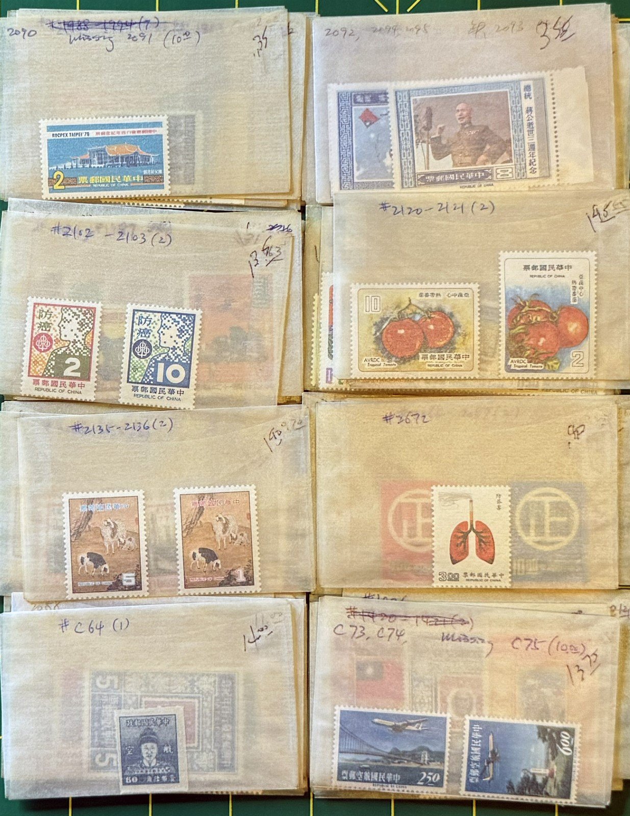 Taiwan (ROC) Dealer's Stock in 84 Glassines CV $575+ Zayix Stamps 0825CB4486