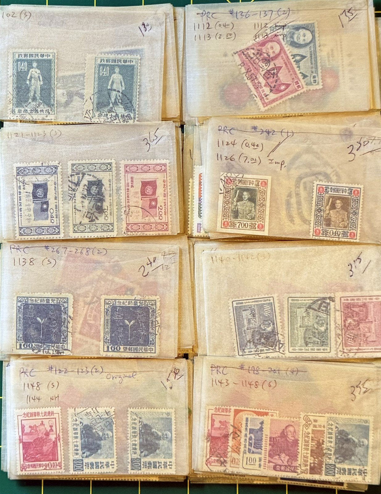 Taiwan (ROC) Dealer's Stock in 84 Glassines CV $575+ Zayix Stamps 0825CB4486