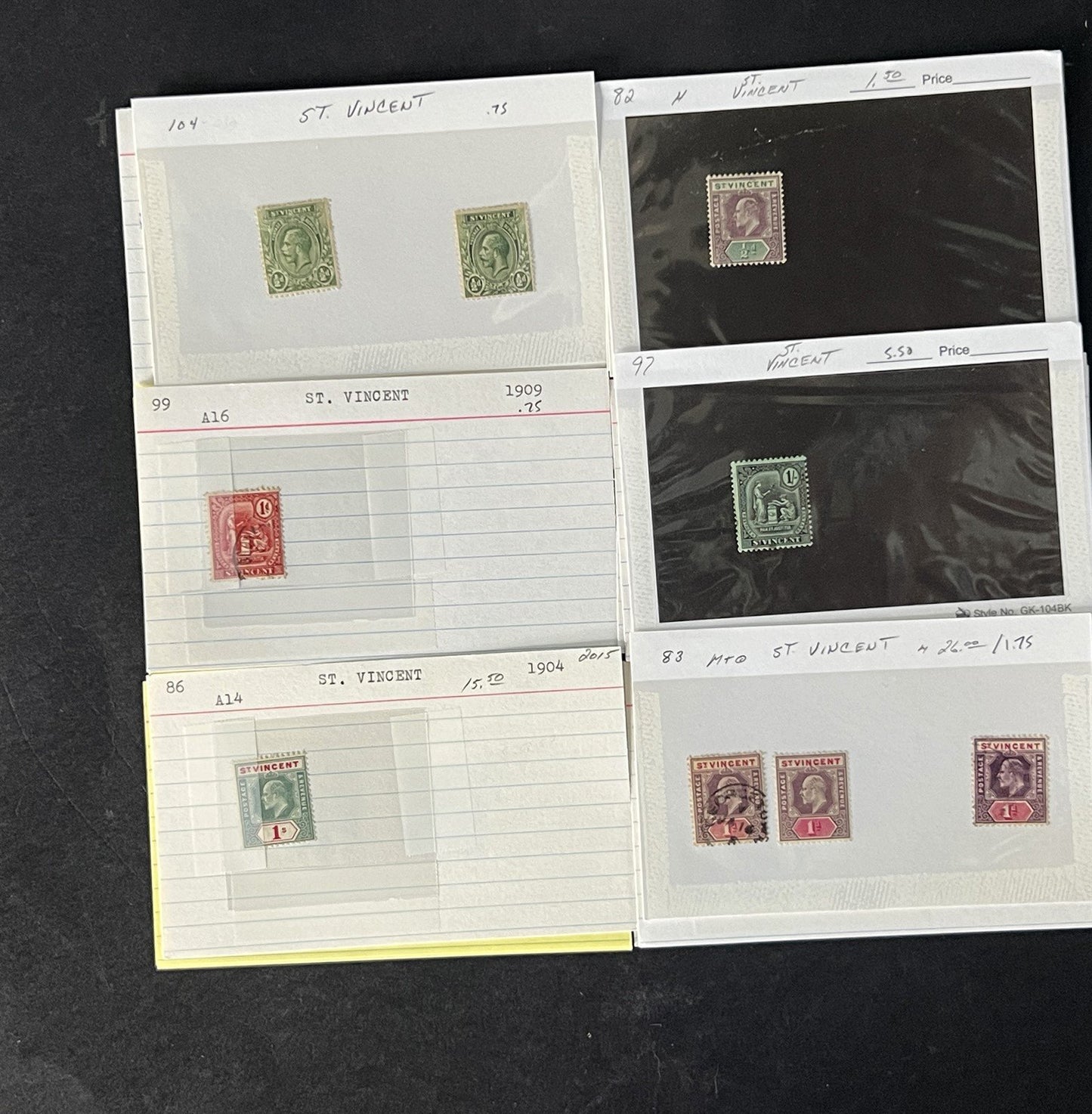 St. Vincent Dealer's Stock on Sales Cards $216 Cat Value ZAYIX 0825CB14498