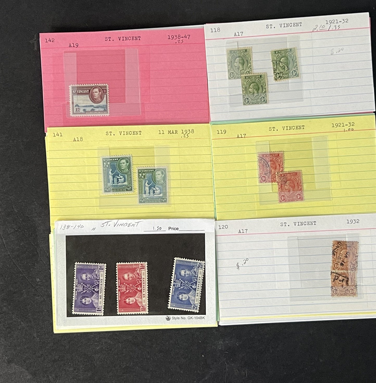 St. Vincent Dealer's Stock on Sales Cards $216 Cat Value ZAYIX 0825CB14498