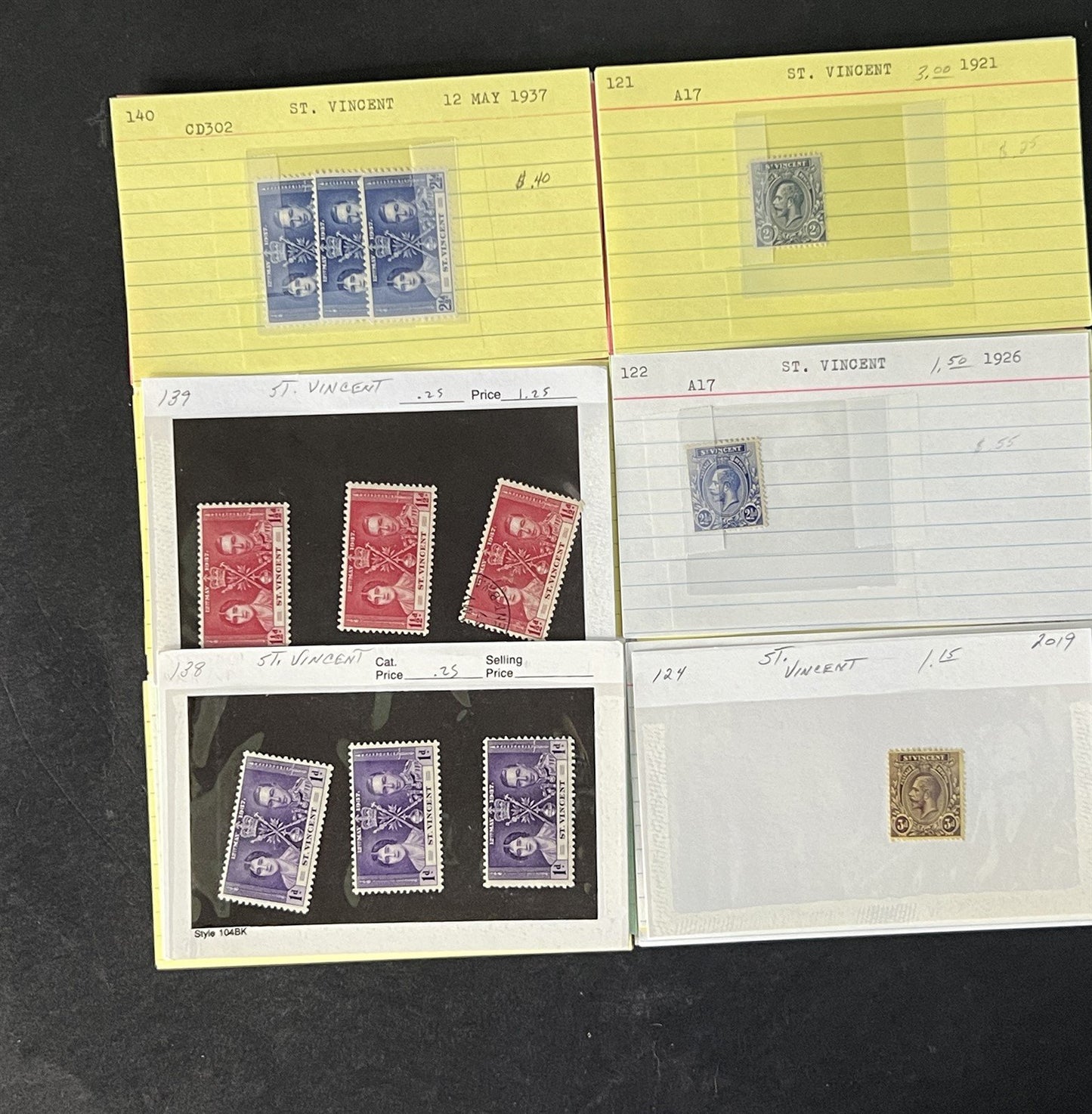 St. Vincent Dealer's Stock on Sales Cards $216 Cat Value ZAYIX 0825CB14498