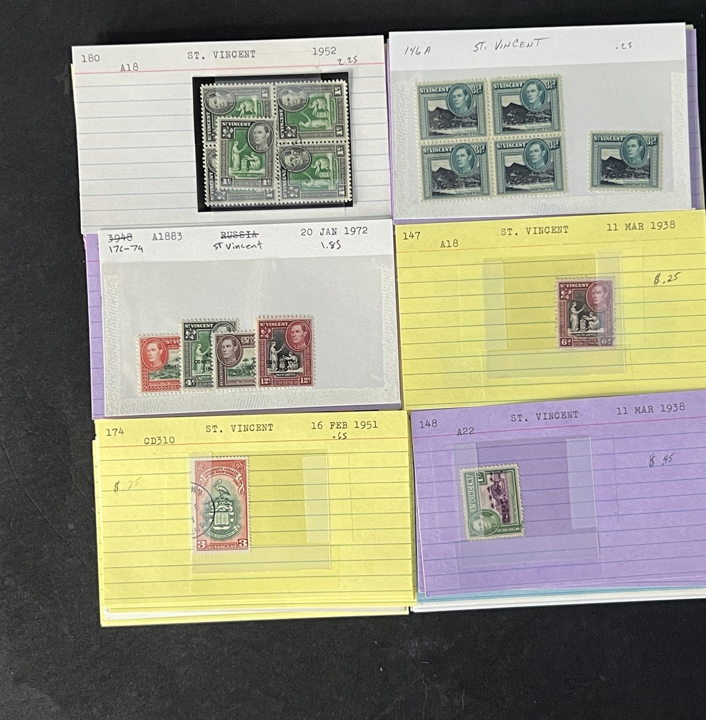 St. Vincent Dealer's Stock on Sales Cards $216 Cat Value ZAYIX 0825CB14498
