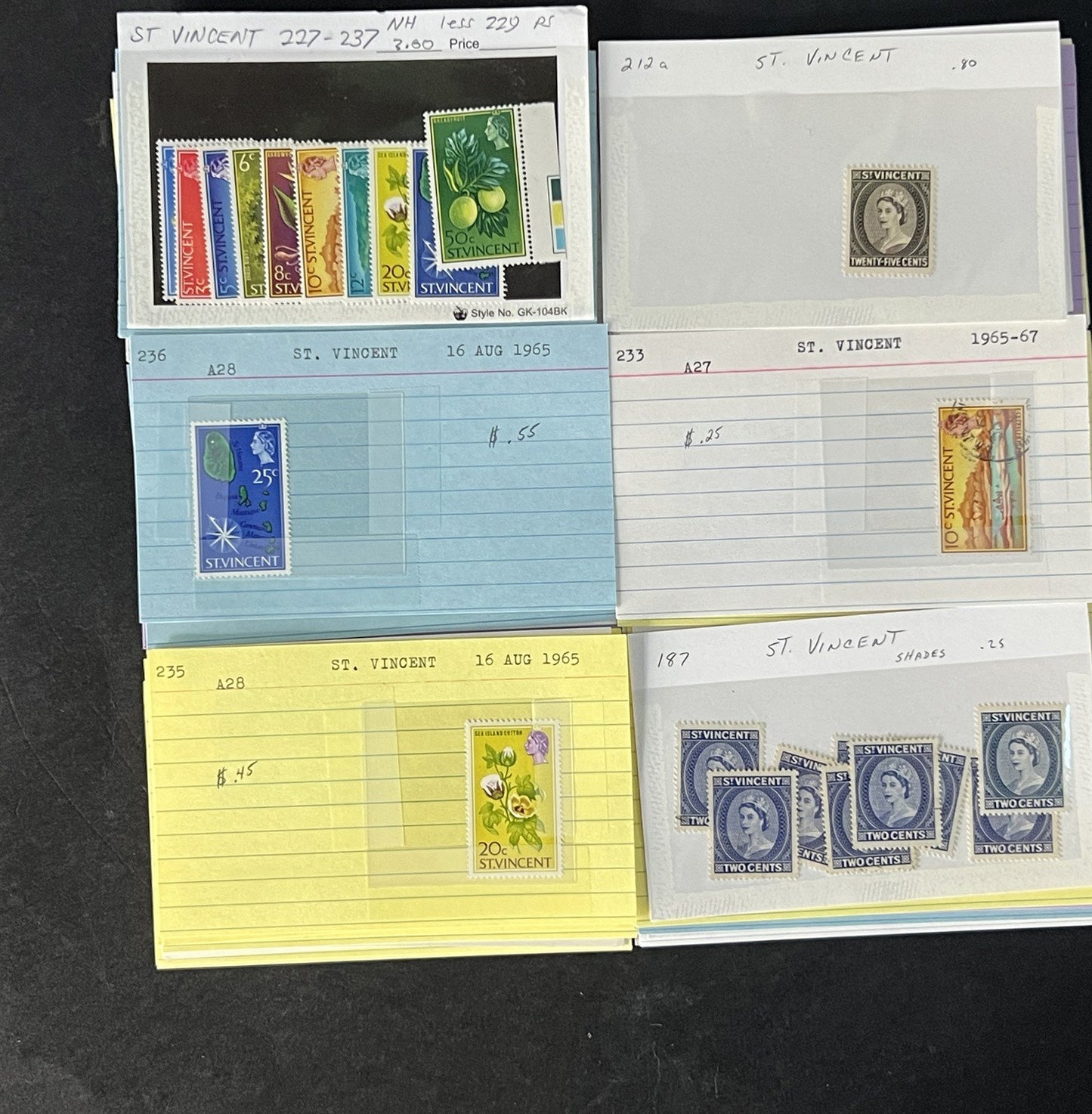 St. Vincent Dealer's Stock on Sales Cards $216 Cat Value ZAYIX 0825CB14498