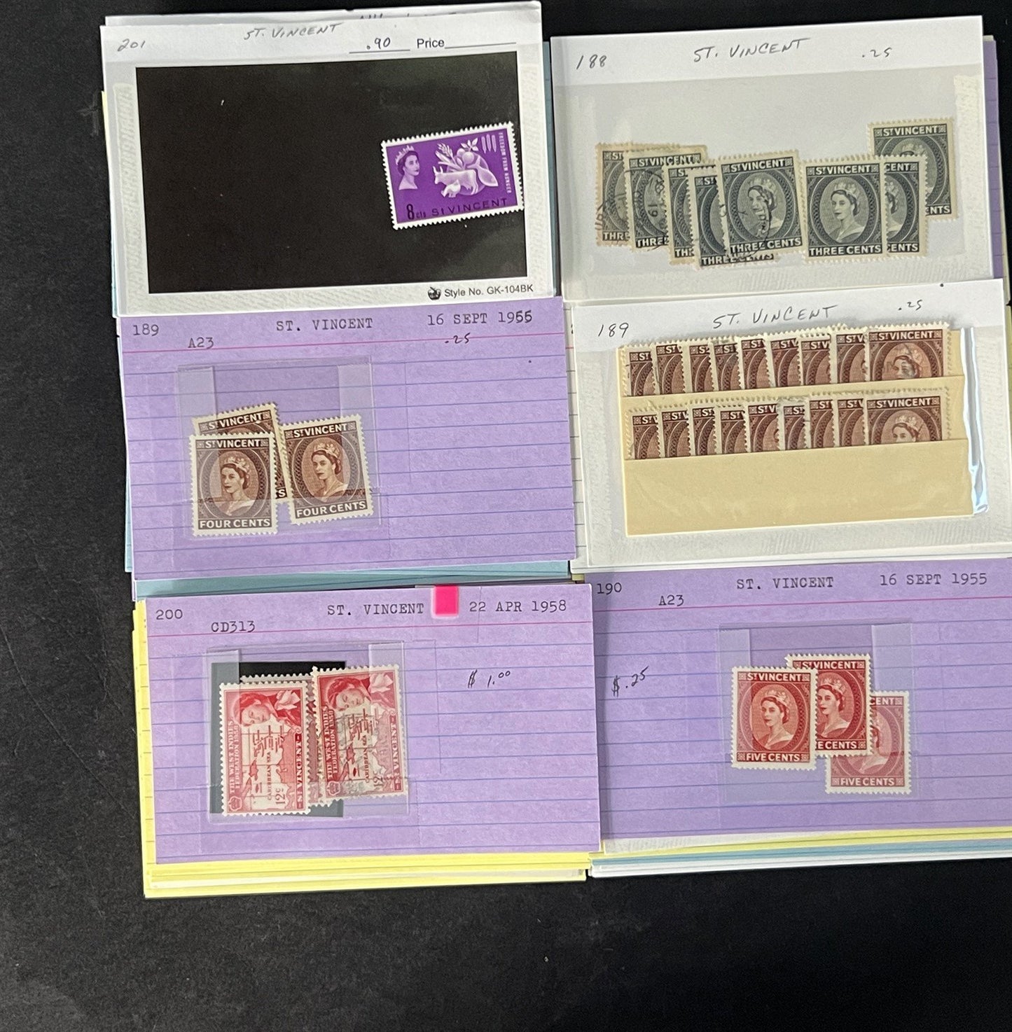 St. Vincent Dealer's Stock on Sales Cards $216 Cat Value ZAYIX 0825CB14498