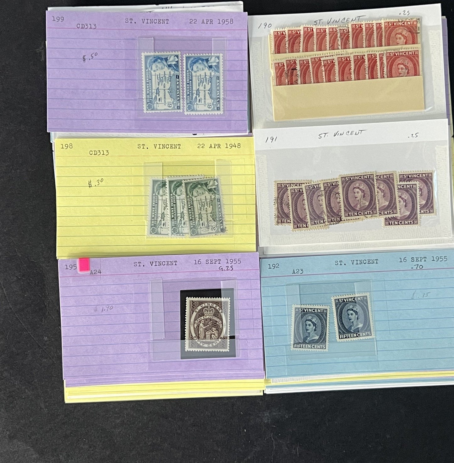 St. Vincent Dealer's Stock on Sales Cards $216 Cat Value ZAYIX 0825CB14498