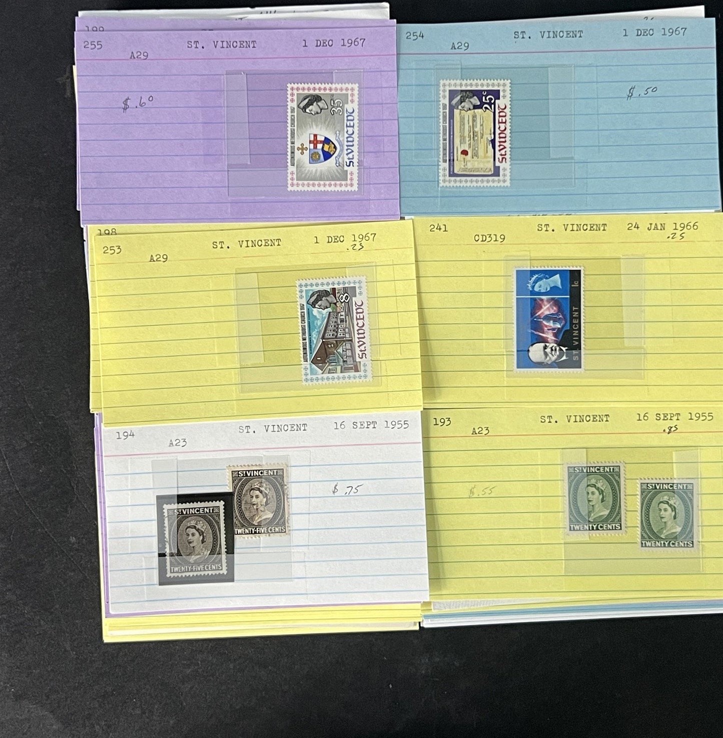 St. Vincent Dealer's Stock on Sales Cards $216 Cat Value ZAYIX 0825CB14498