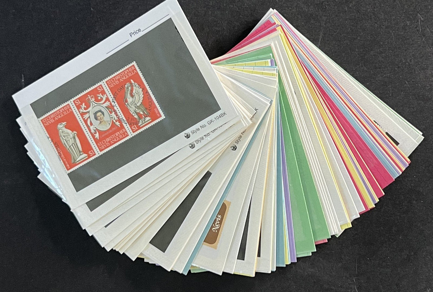Nevis Dealer Stock Stamp Collection on Cards $148 Cat Value ZAYIX 0825CB14500