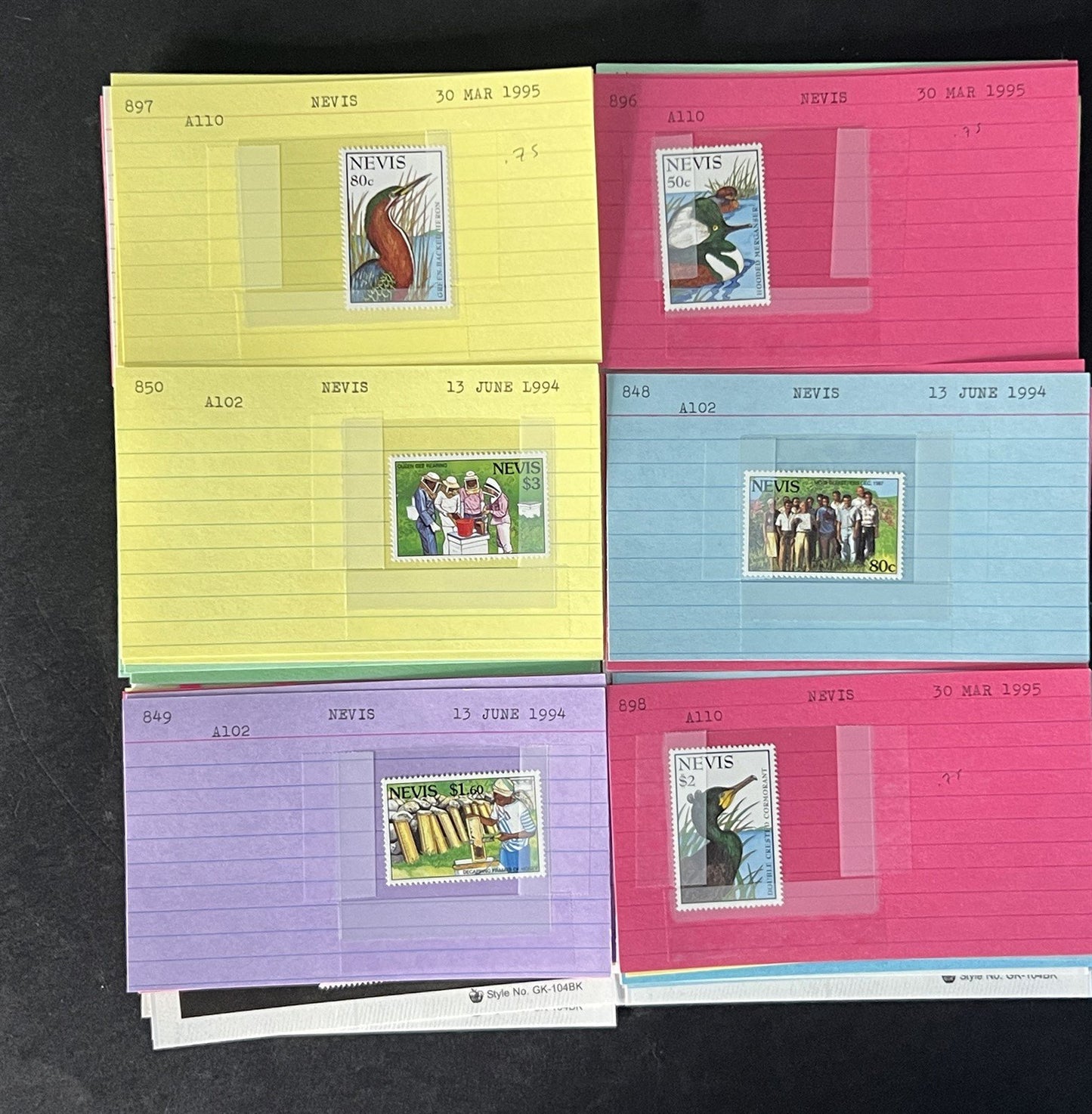 Nevis Dealer Stock Stamp Collection on Cards $148 Cat Value ZAYIX 0825CB14500