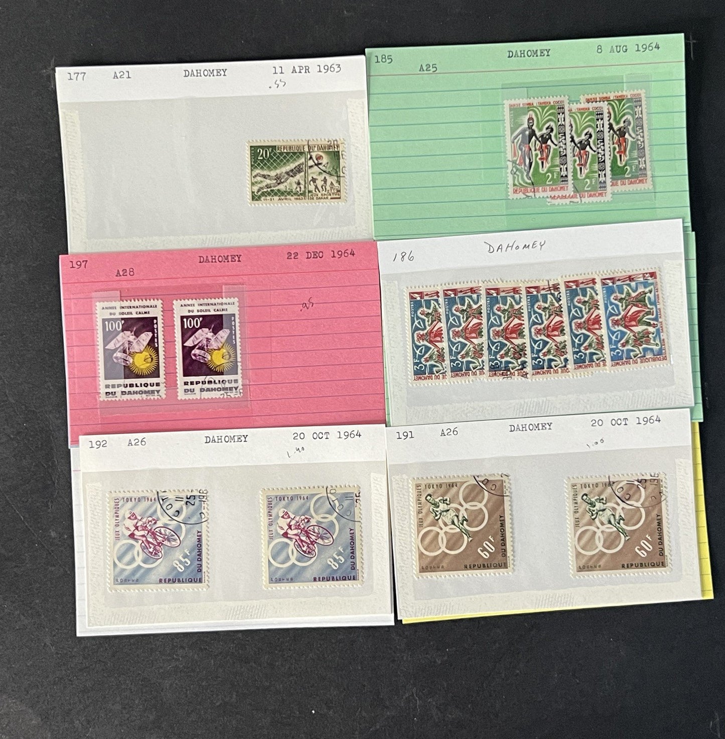 Dahomey Dealer Stamp Collection on Cards $198 Catalog Value ZAYIX 0825CB4511