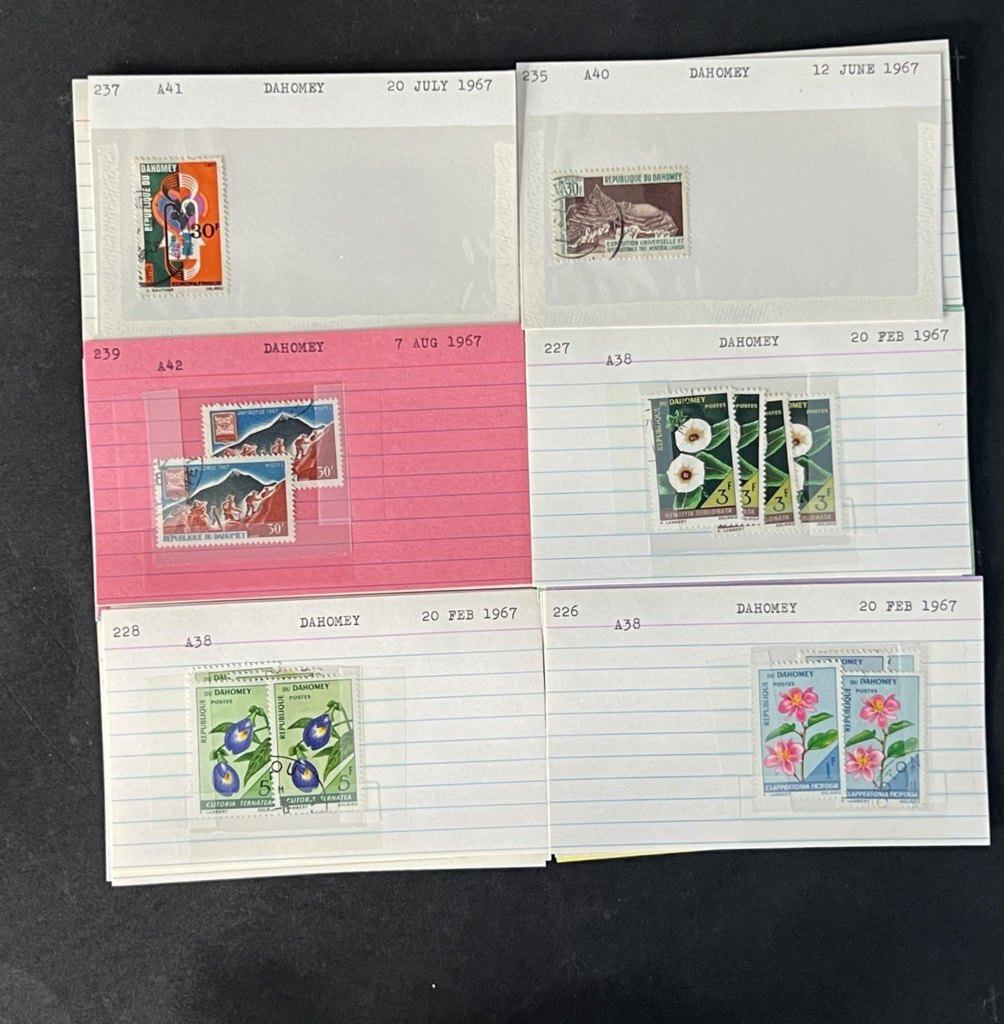 Dahomey Dealer Stamp Collection on Cards $198 Catalog Value ZAYIX 0825CB4511