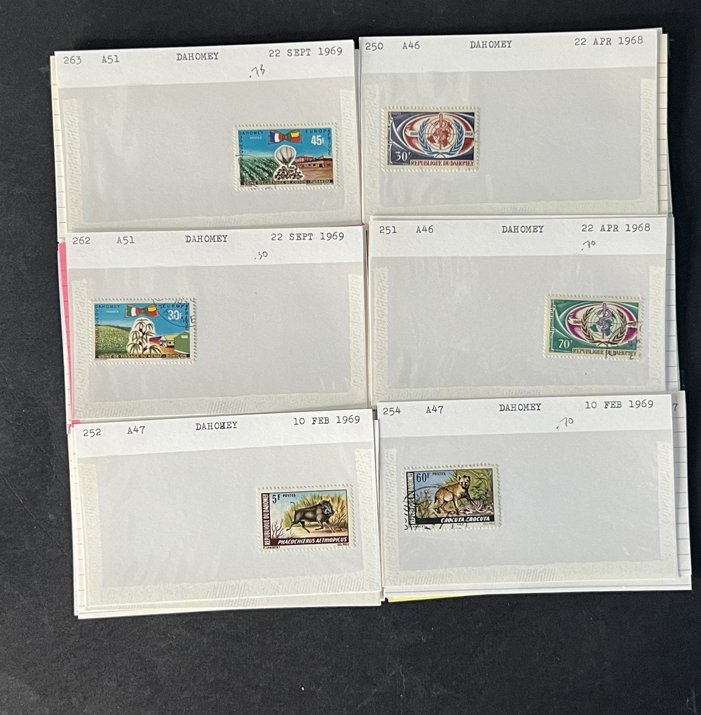 Dahomey Dealer Stamp Collection on Cards $198 Catalog Value ZAYIX 0825CB4511