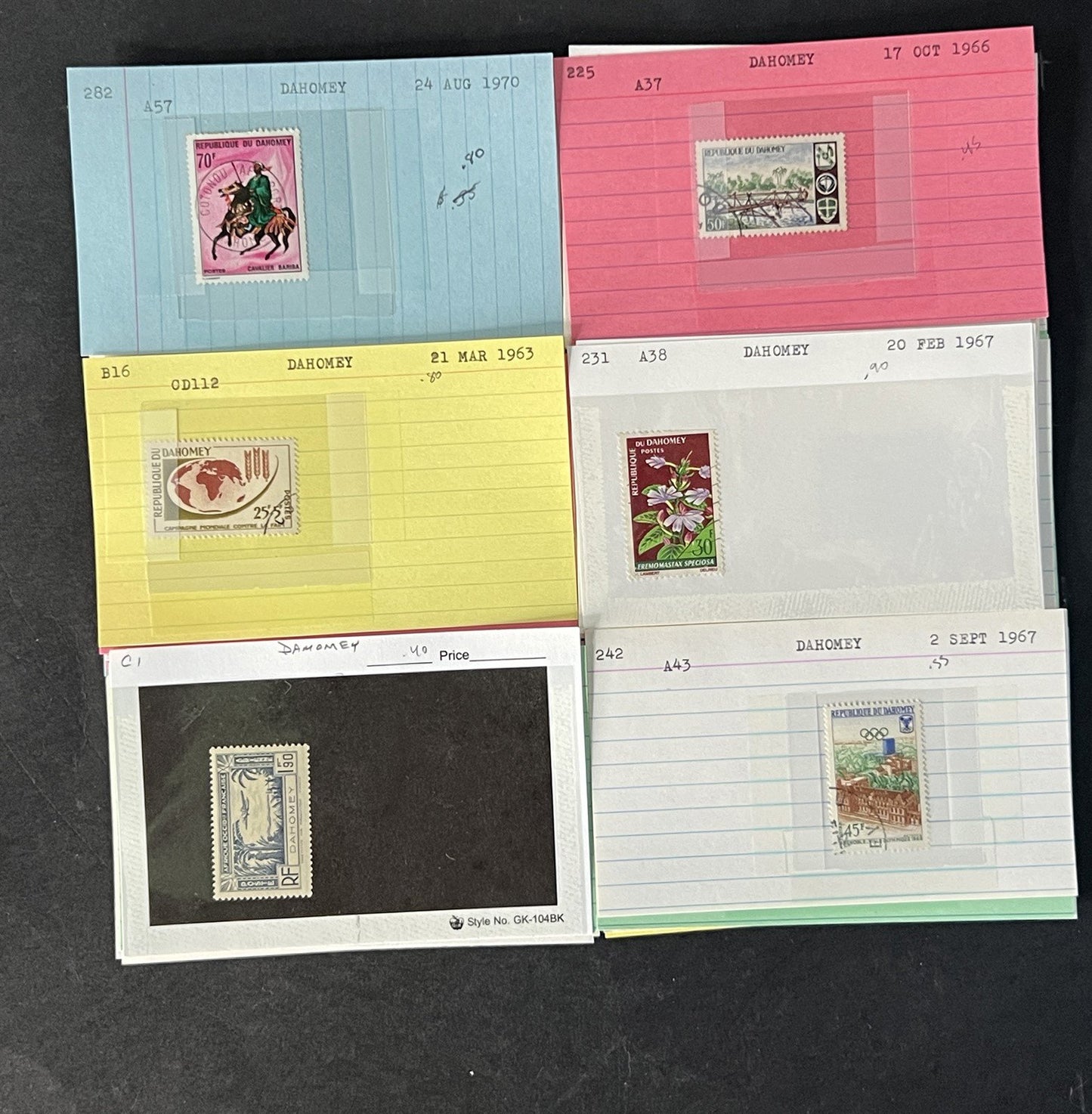 Dahomey Dealer Stamp Collection on Cards $198 Catalog Value ZAYIX 0825CB4511