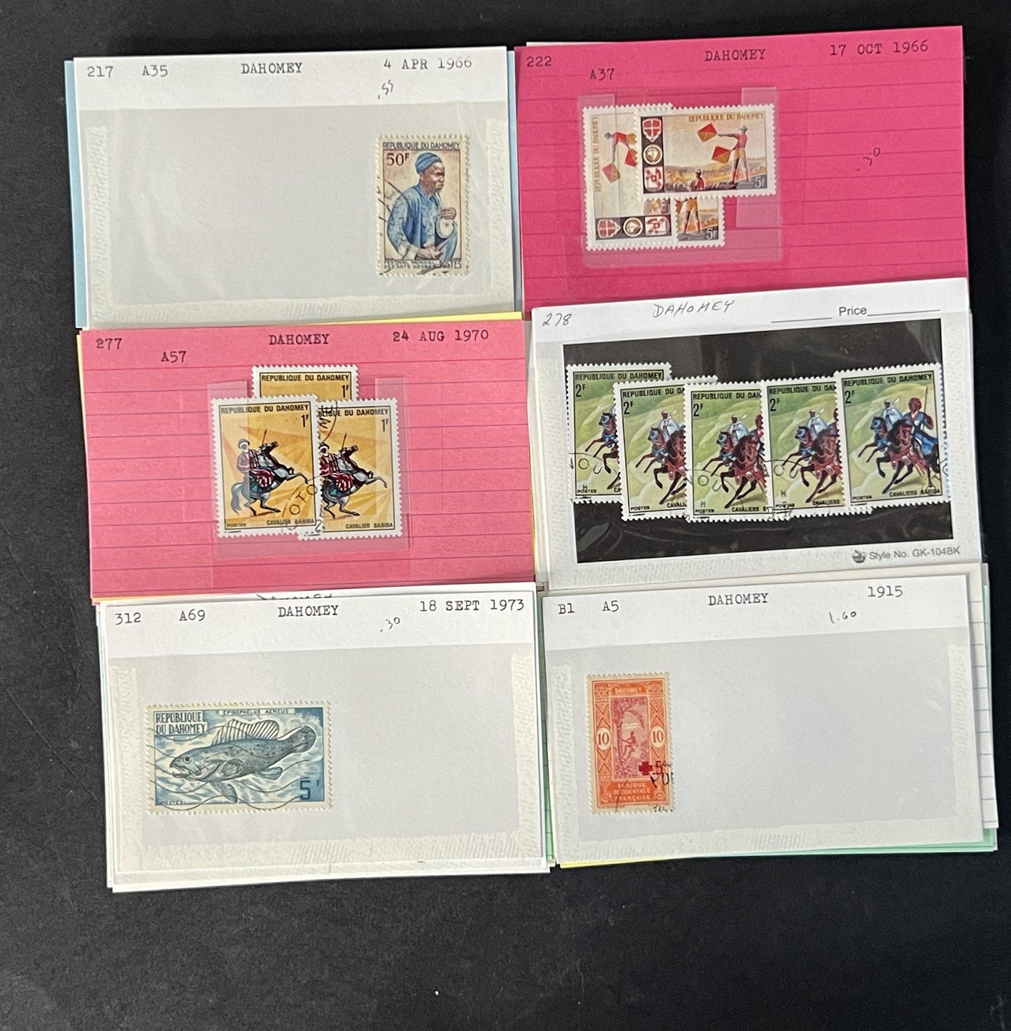 Dahomey Dealer Stamp Collection on Cards $198 Catalog Value ZAYIX 0825CB4511