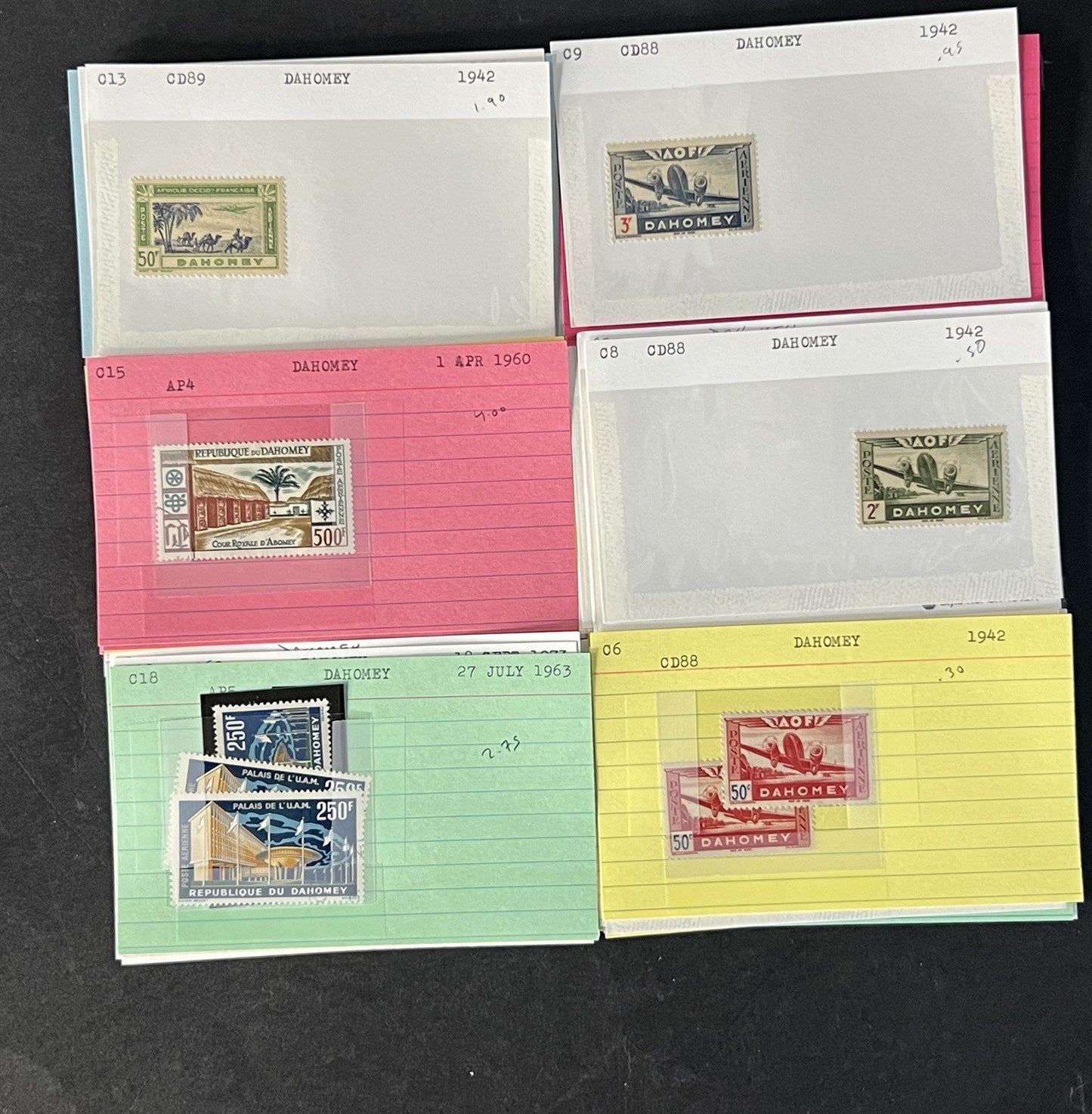 Dahomey Dealer Stamp Collection on Cards $198 Catalog Value ZAYIX 0825CB4511