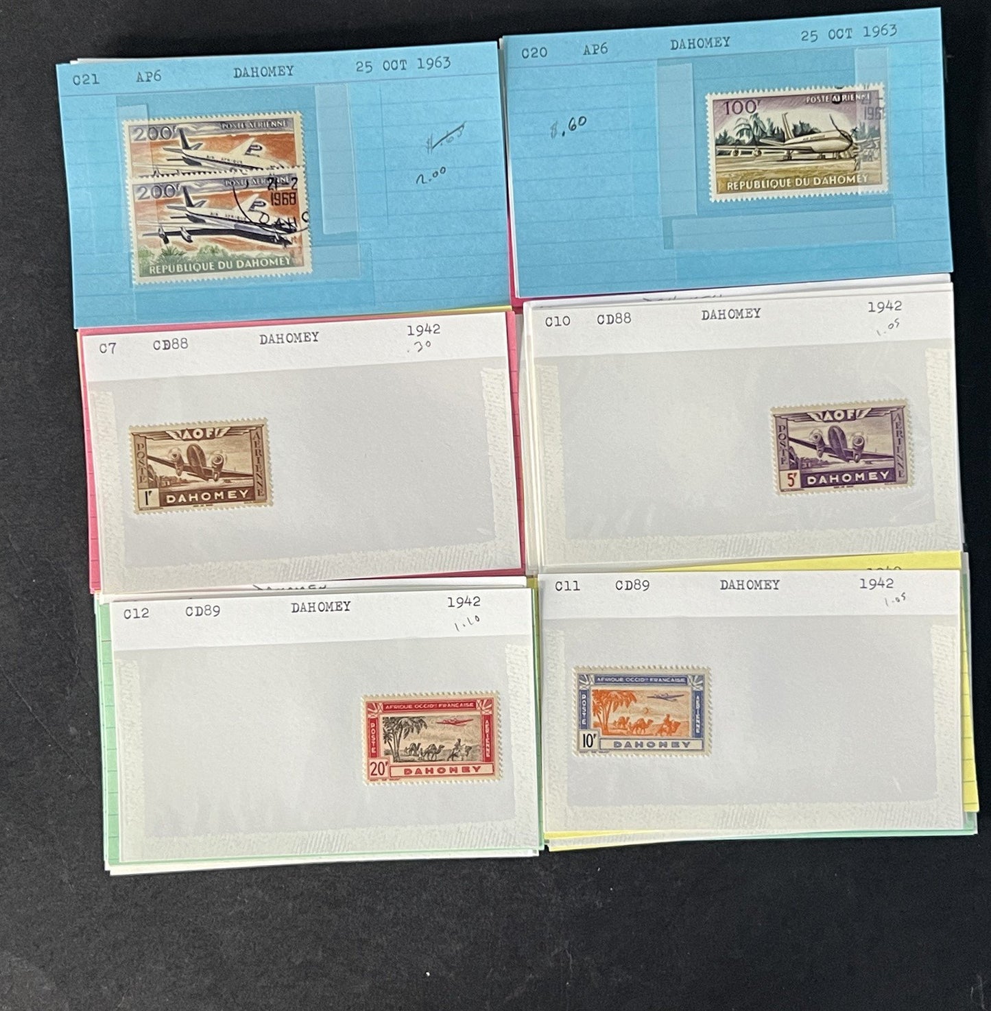 Dahomey Dealer Stamp Collection on Cards $198 Catalog Value ZAYIX 0825CB4511