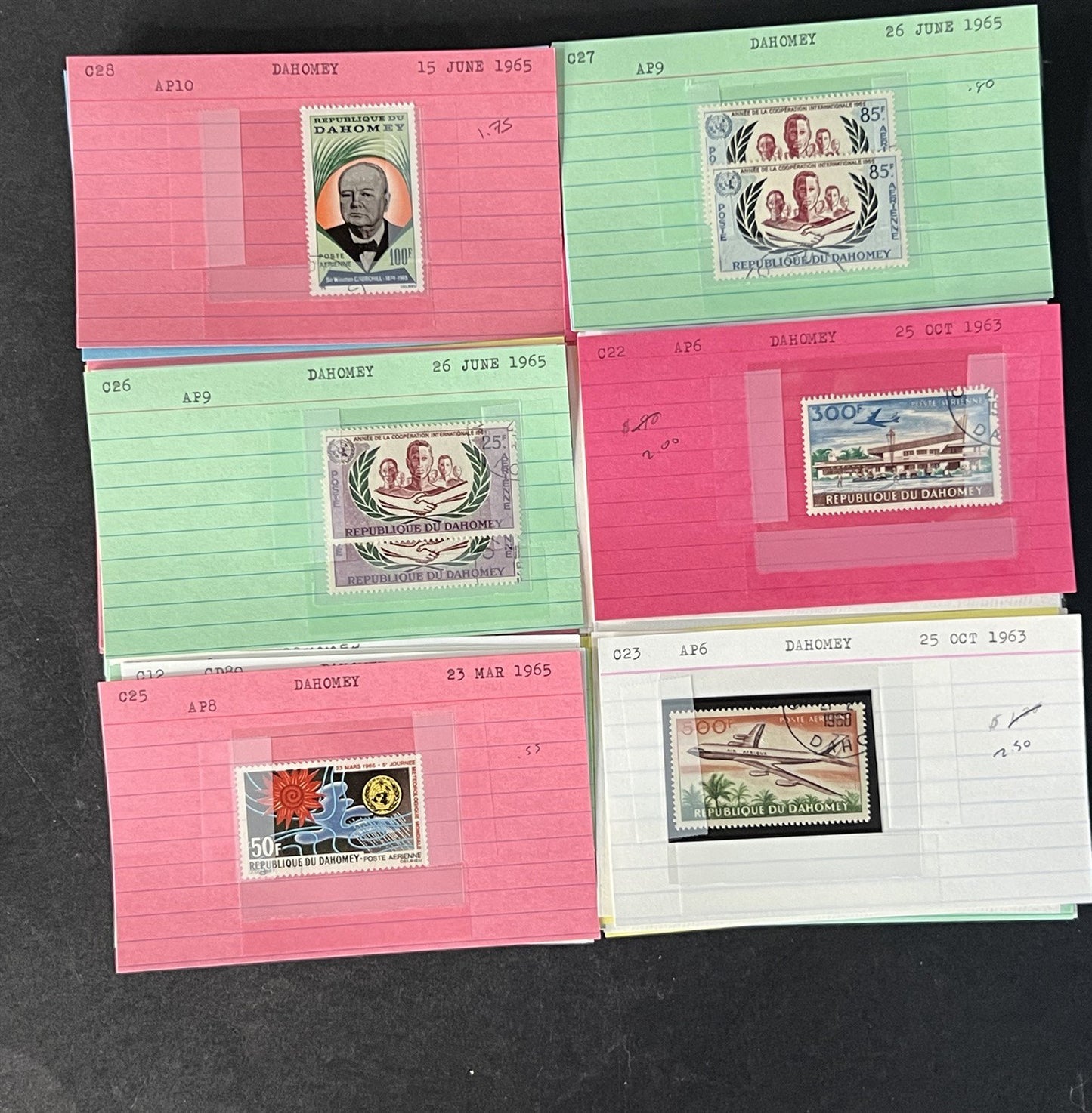 Dahomey Dealer Stamp Collection on Cards $198 Catalog Value ZAYIX 0825CB4511