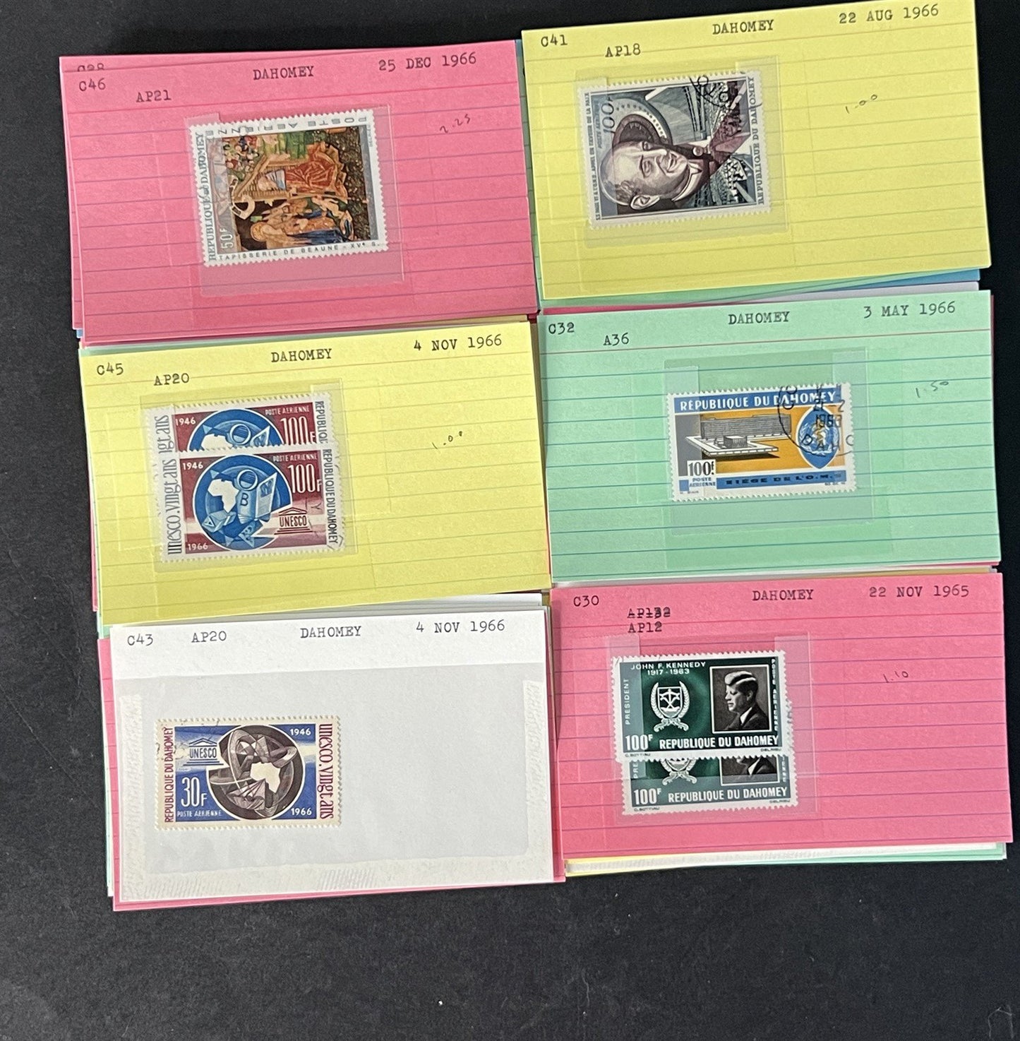 Dahomey Dealer Stamp Collection on Cards $198 Catalog Value ZAYIX 0825CB4511