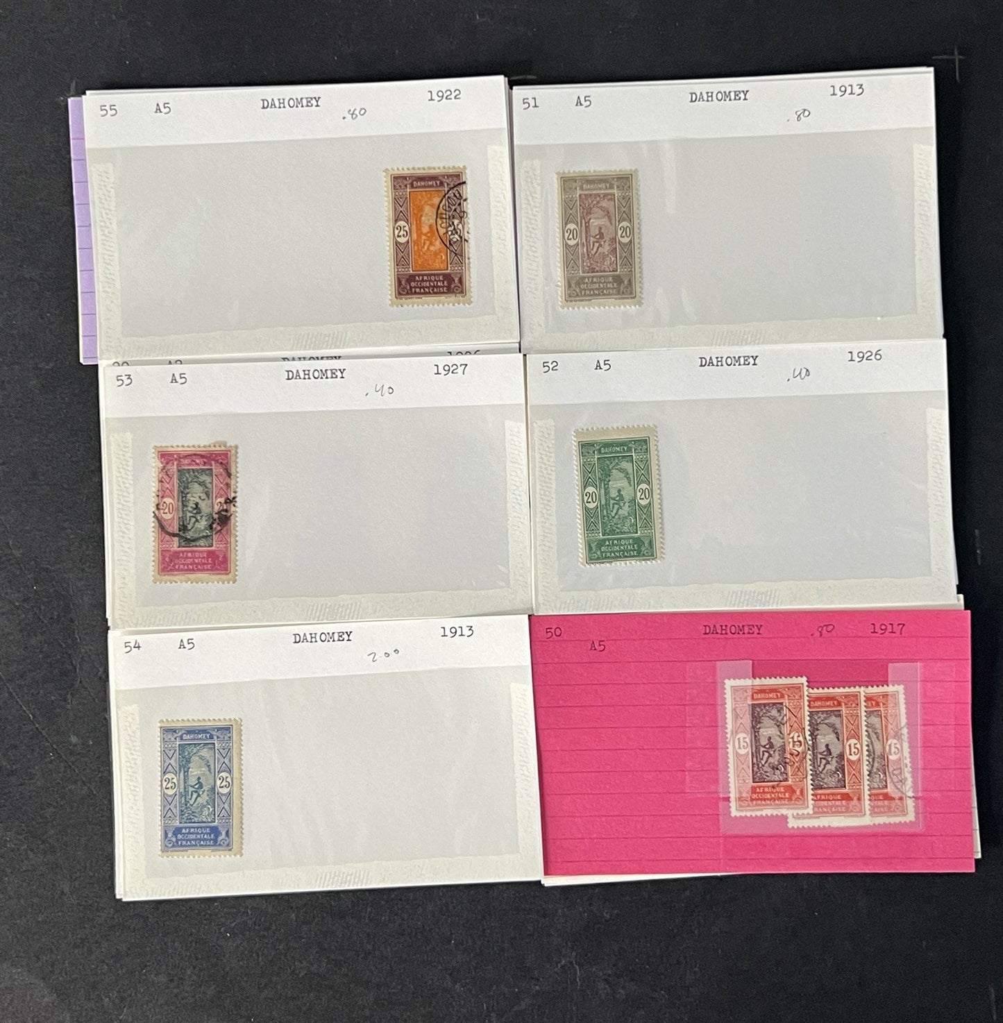 Dahomey Dealer Stamp Collection on Cards $198 Catalog Value ZAYIX 0825CB4511