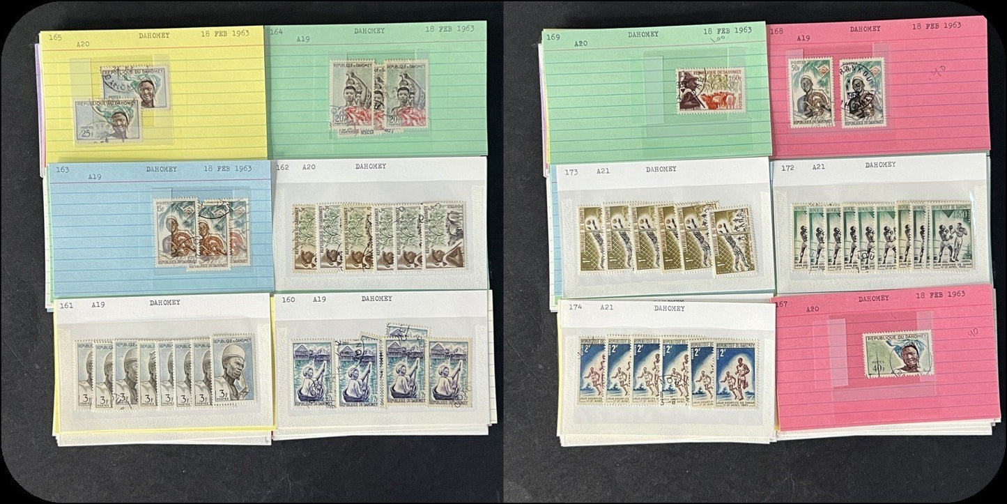 Dahomey Dealer Stamp Collection on Cards $198 Catalog Value ZAYIX 0825CB4511