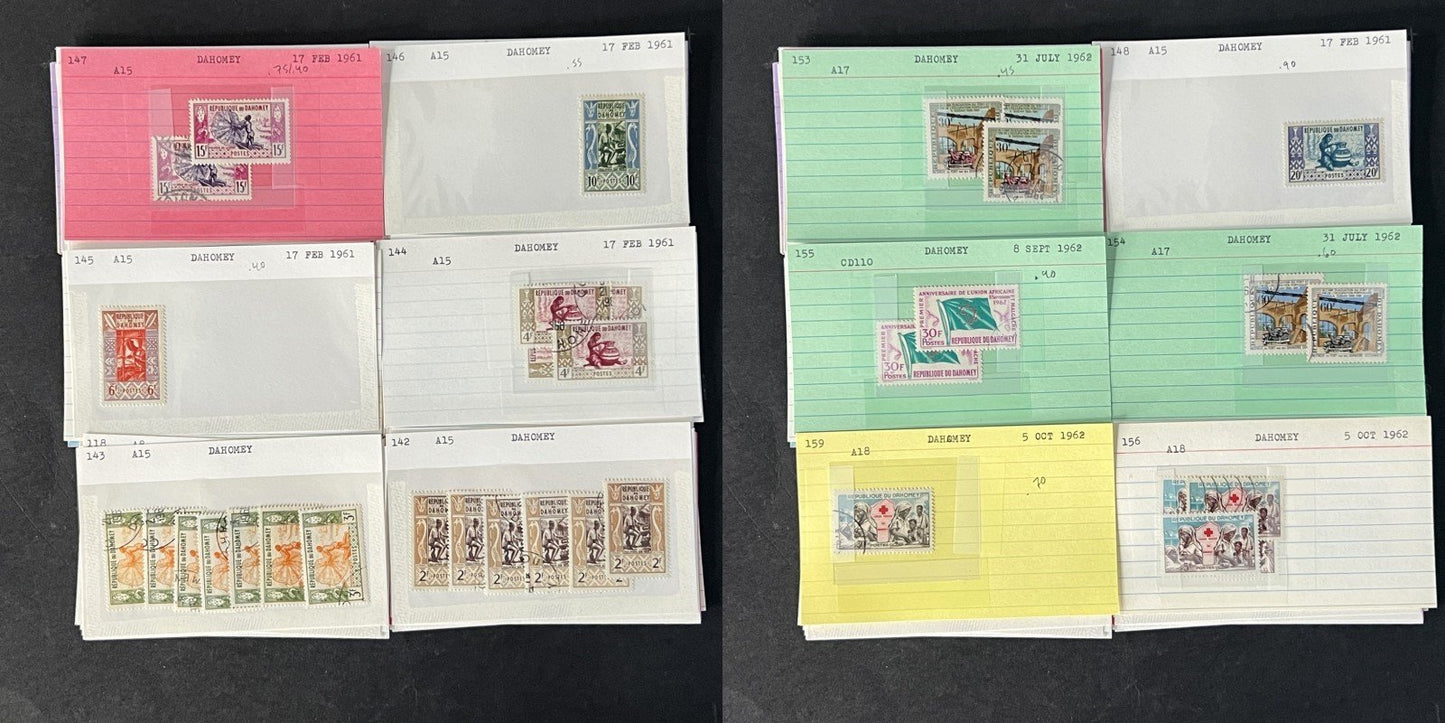 Dahomey Dealer Stamp Collection on Cards $198 Catalog Value ZAYIX 0825CB4511