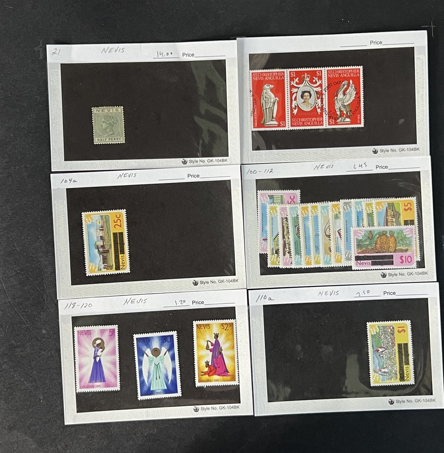 Nevis Dealer Stamp Collection on Cards $148 Catalog Value ZAYIX 0825CB4512