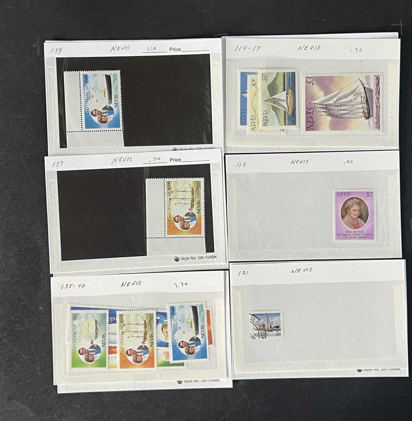 Nevis Dealer Stamp Collection on Cards $148 Catalog Value ZAYIX 0825CB4512