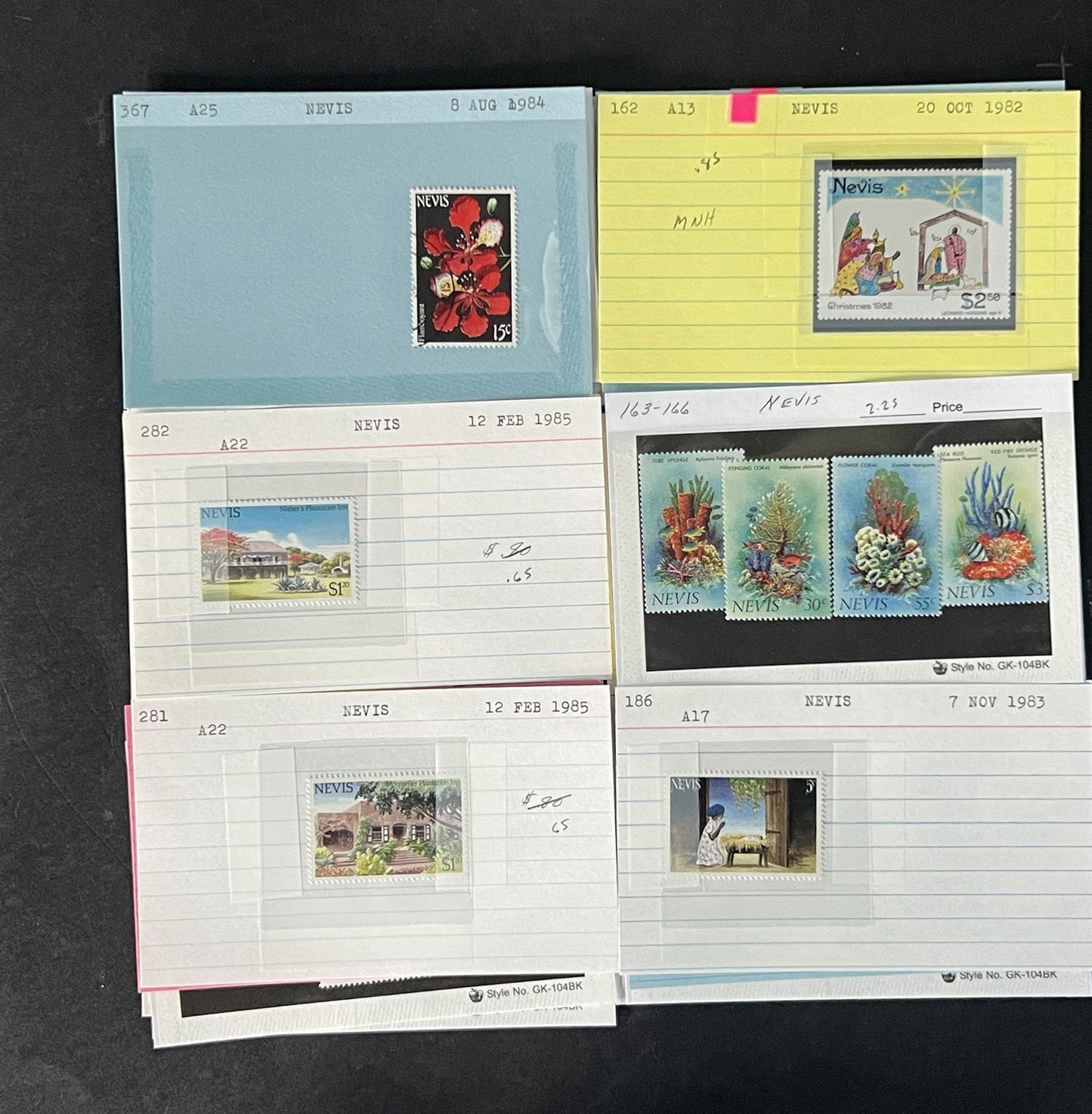 Nevis Dealer Stamp Collection on Cards $148 Catalog Value ZAYIX 0825CB4512