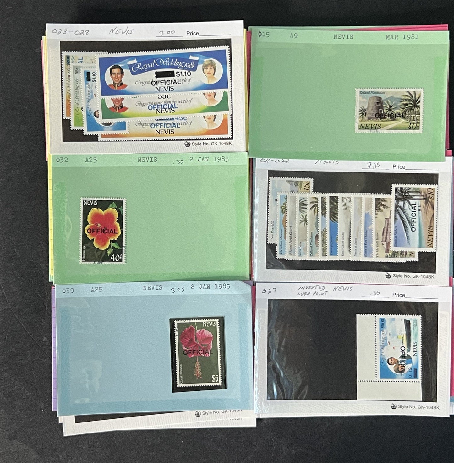 Nevis Dealer Stamp Collection on Cards $148 Catalog Value ZAYIX 0825CB4512