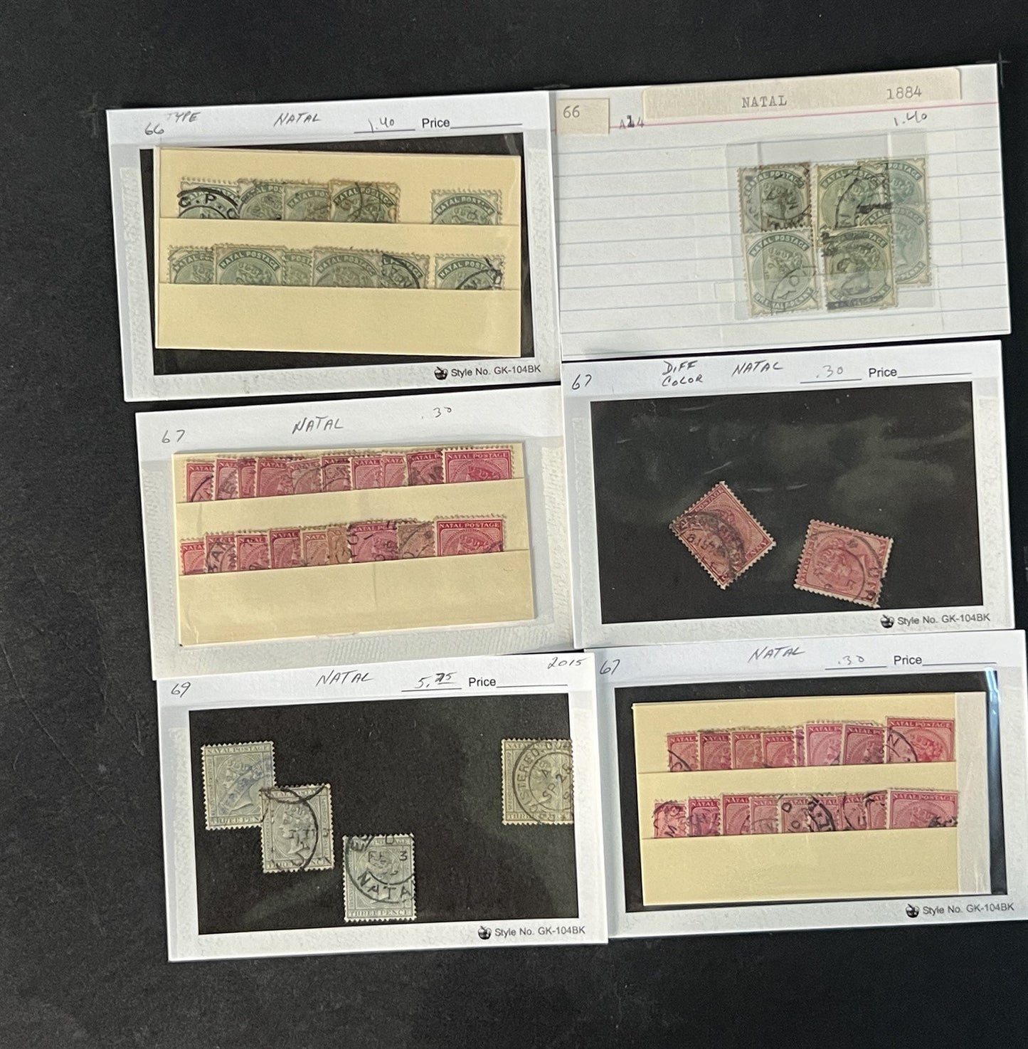Natal Stamp Collection on Dealer Cards $308 Catalog Value ZAYIX 0825CB14514