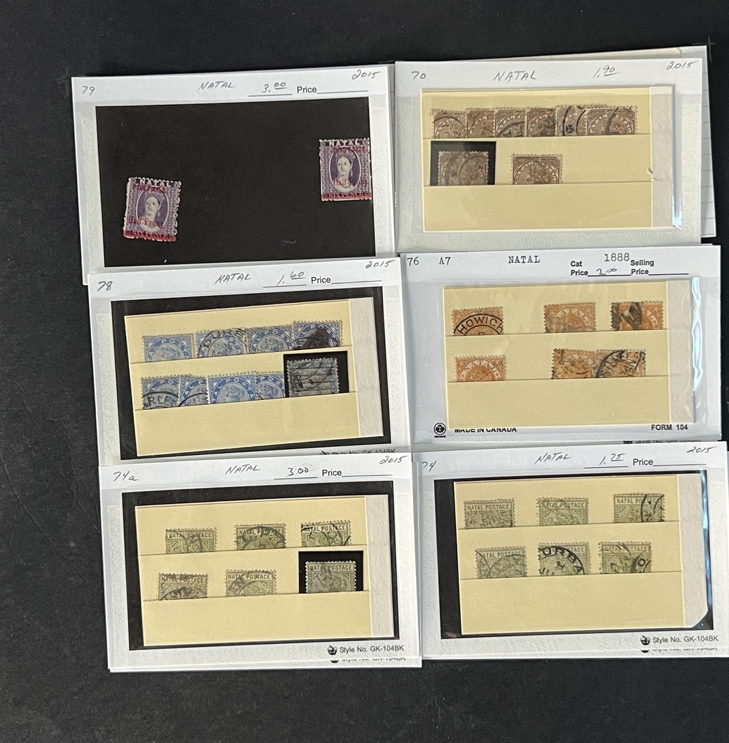 Natal Stamp Collection on Dealer Cards $308 Catalog Value ZAYIX 0825CB14514