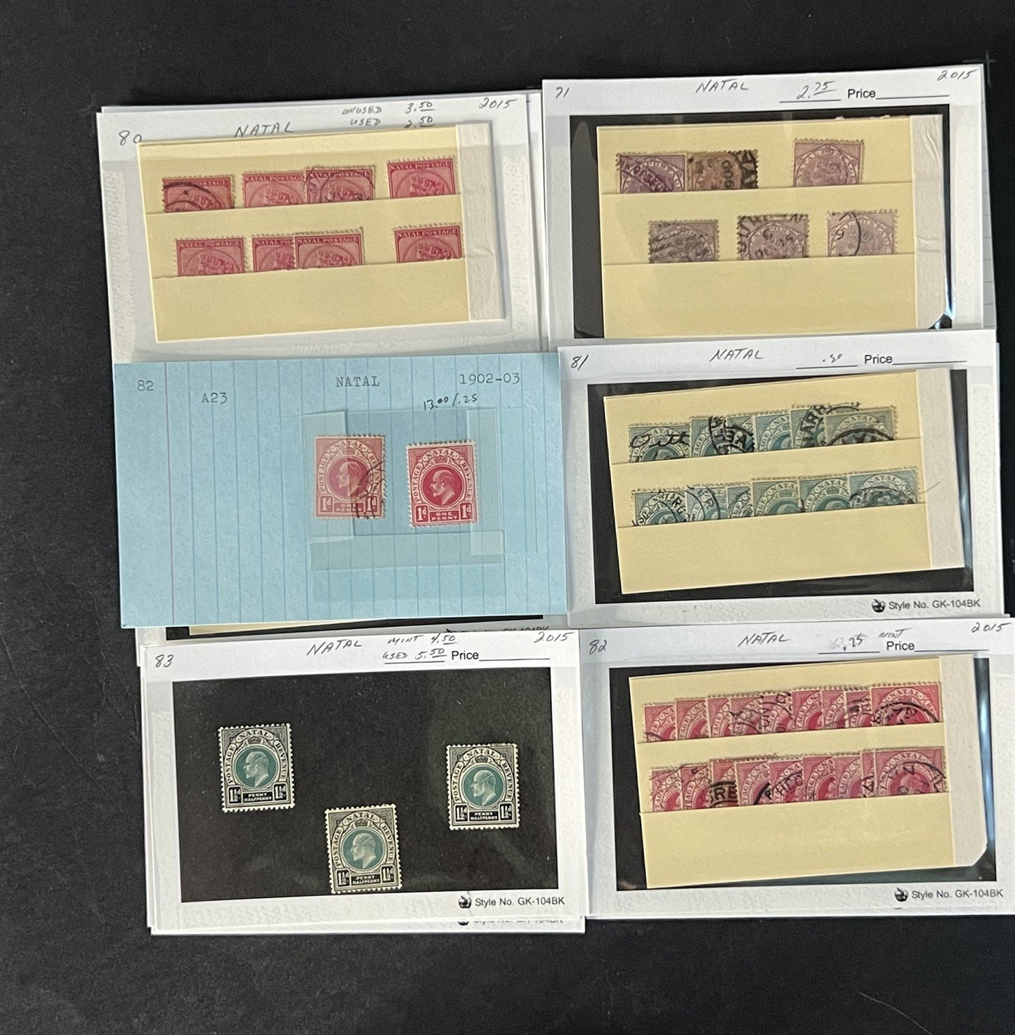 Natal Stamp Collection on Dealer Cards $308 Catalog Value ZAYIX 0825CB14514
