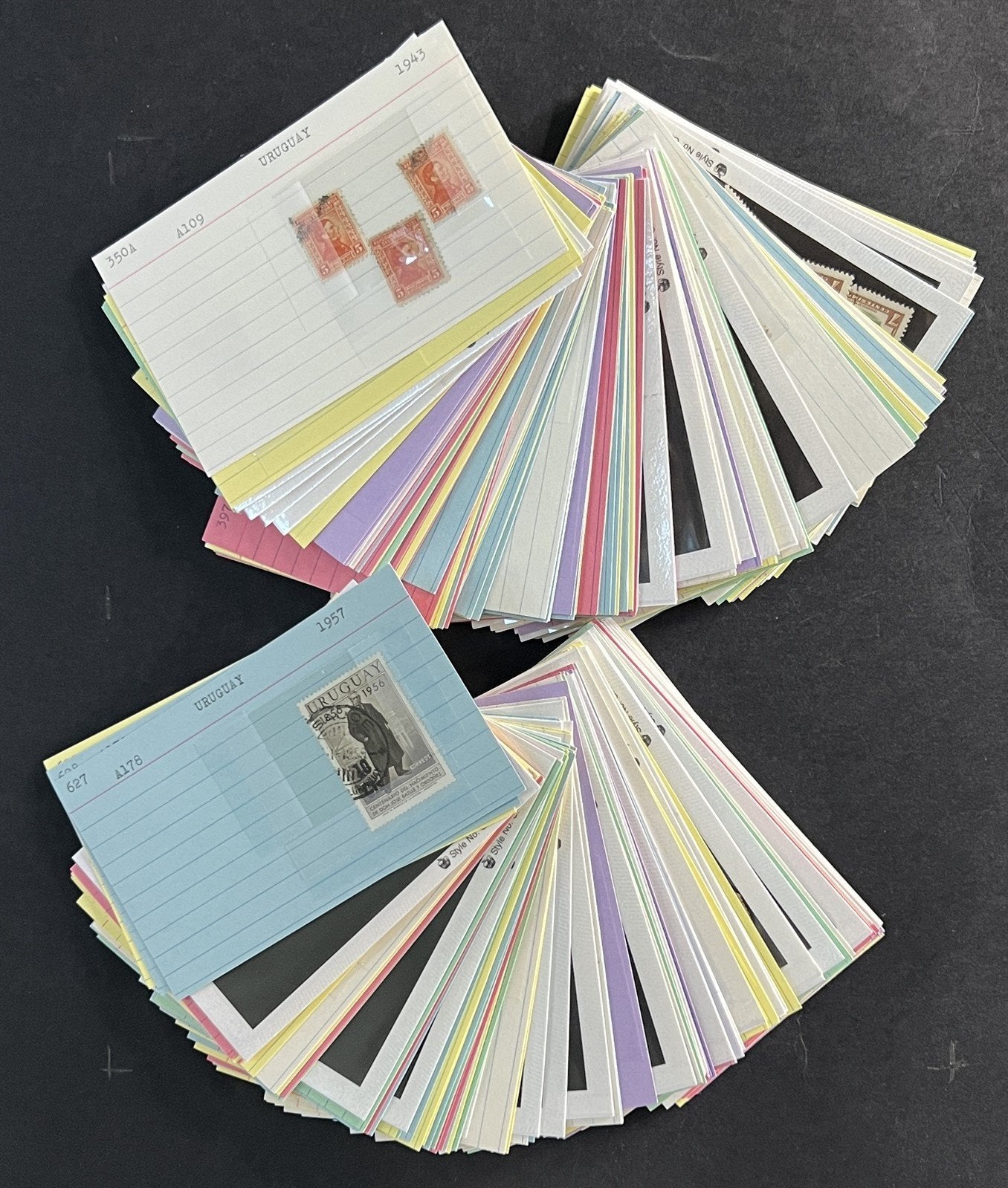 Uruguay Stamp Collection on Dealer Cards $120 Catalog Value ZAYIX 0825CB14515