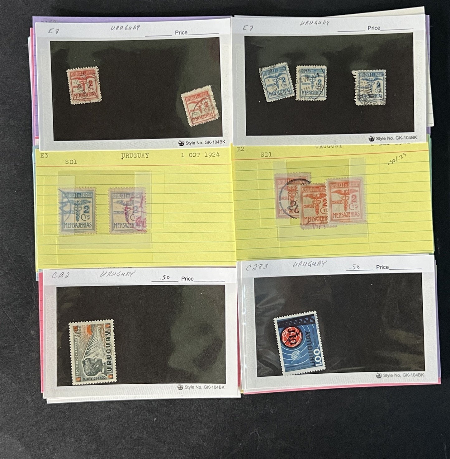 Uruguay Stamp Collection on Dealer Cards $120 Catalog Value ZAYIX 0825CB14515