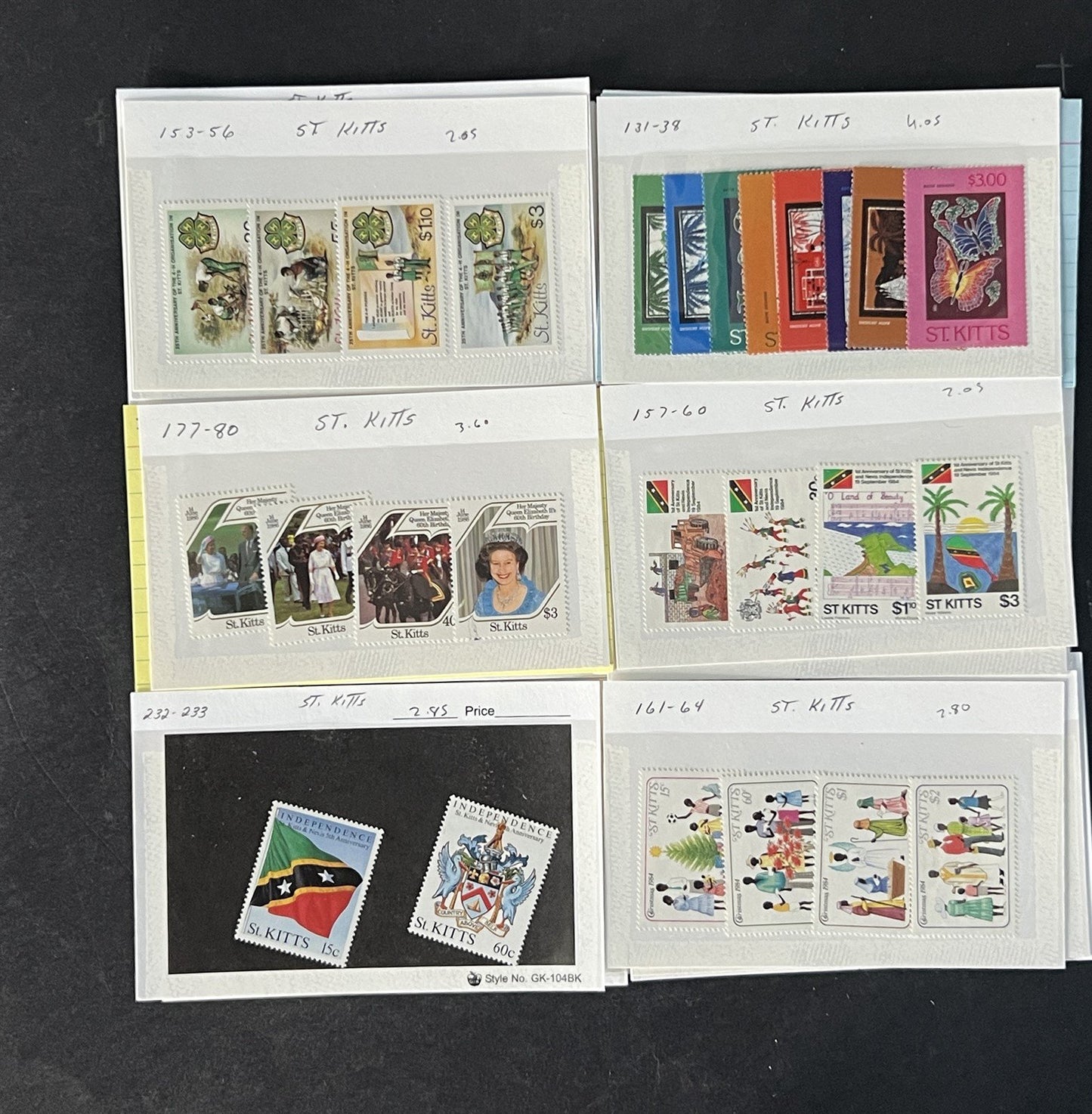 St. Kitts Stamp Collection on Dealer Cards $84 Catalog Value ZAYIX 0825CB14516
