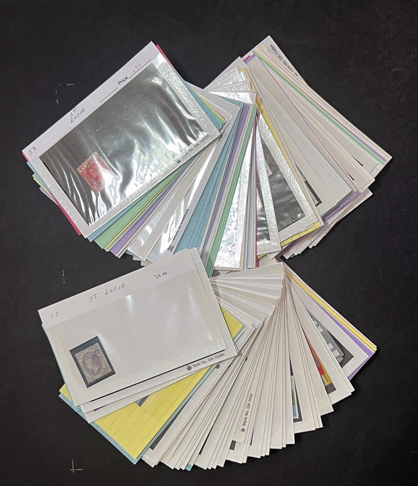 St. Lucia Stamp Collection on Dealer Cards $327 Catalog Value ZAYIX 0825CB14518