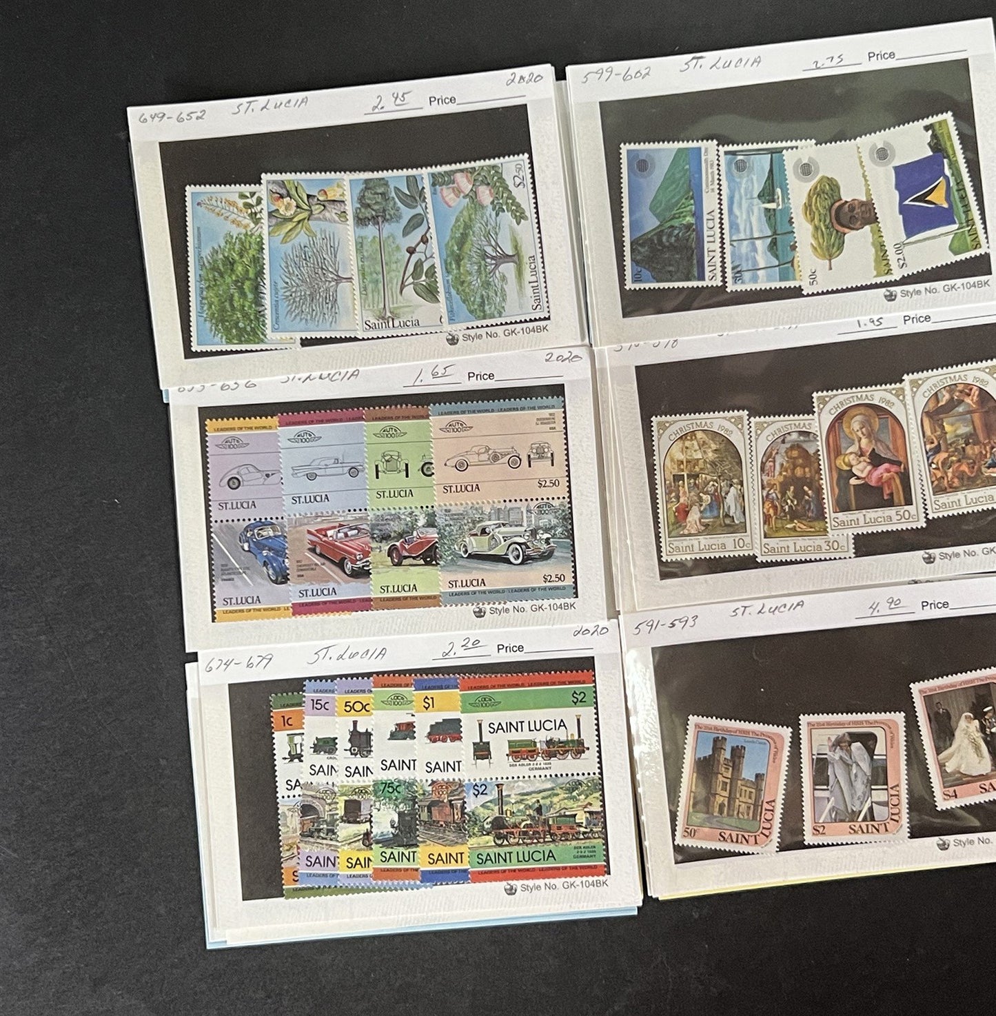 St. Lucia Stamp Collection on Dealer Cards $327 Catalog Value ZAYIX 0825CB14518