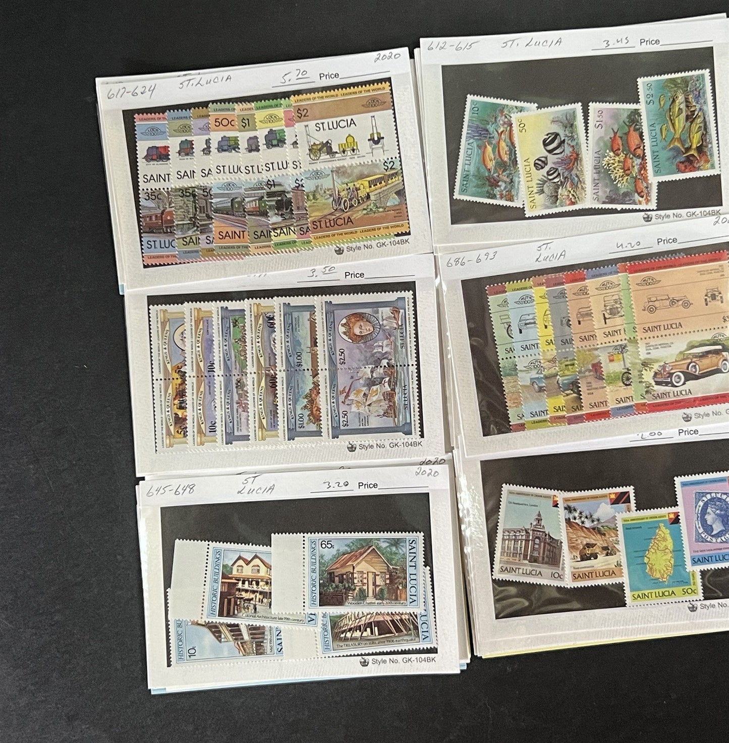 St. Lucia Stamp Collection on Dealer Cards $327 Catalog Value ZAYIX 0825CB14518