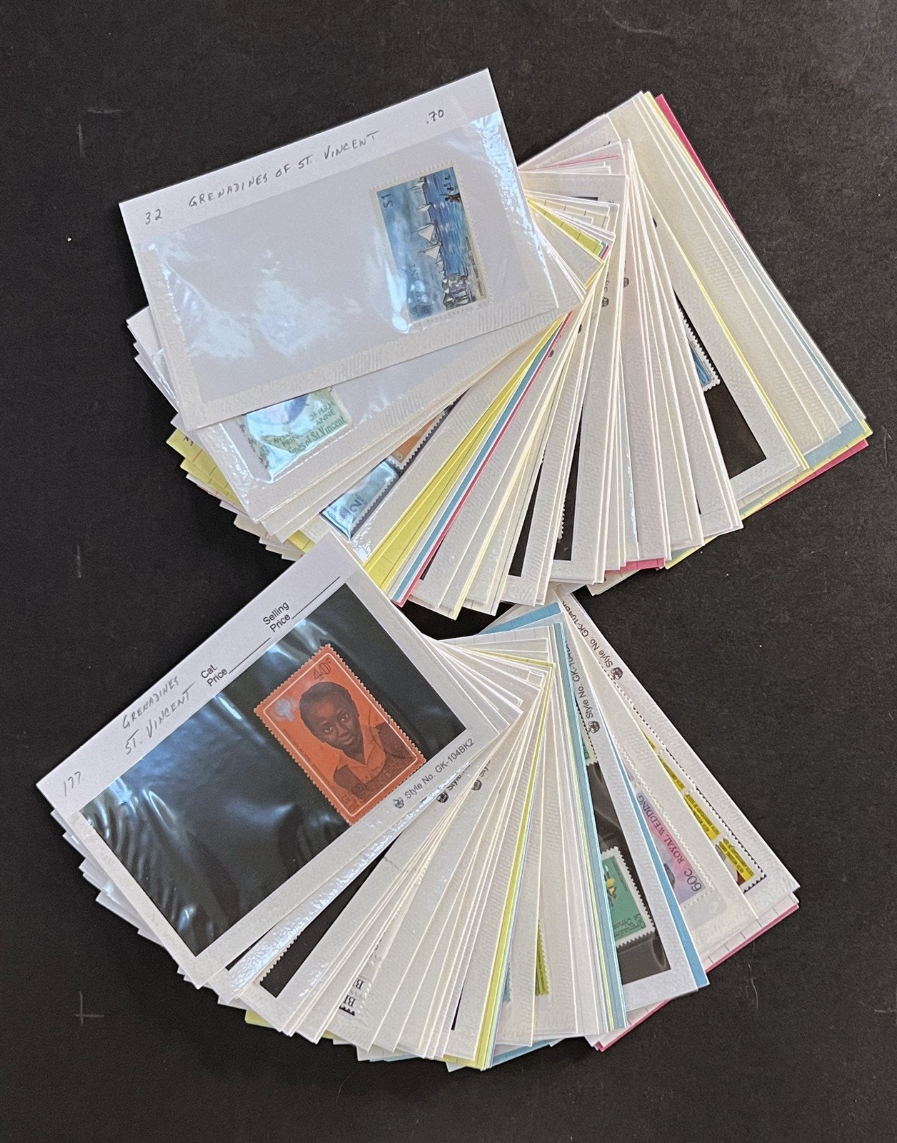 St Vincent Grenadines Collection on Dealer Cards $82 Cat Value ZAYIX 0825CB14520
