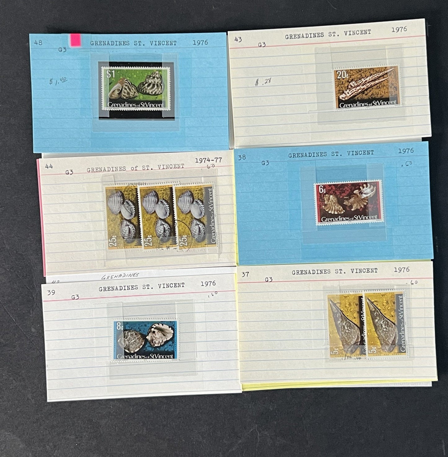 St Vincent Grenadines Collection on Dealer Cards $82 Cat Value ZAYIX 0825CB14520