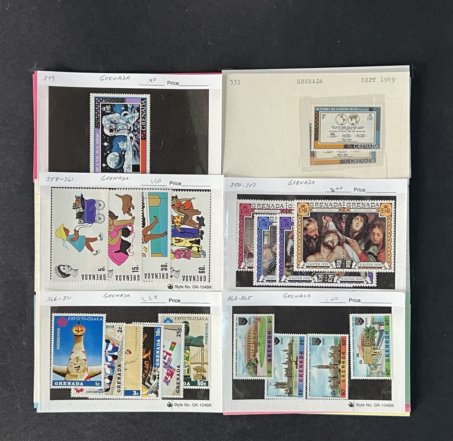 Grenada Stamp Collection on Dealer Cards $245 Cat Value ZAYIX 0825CB14521