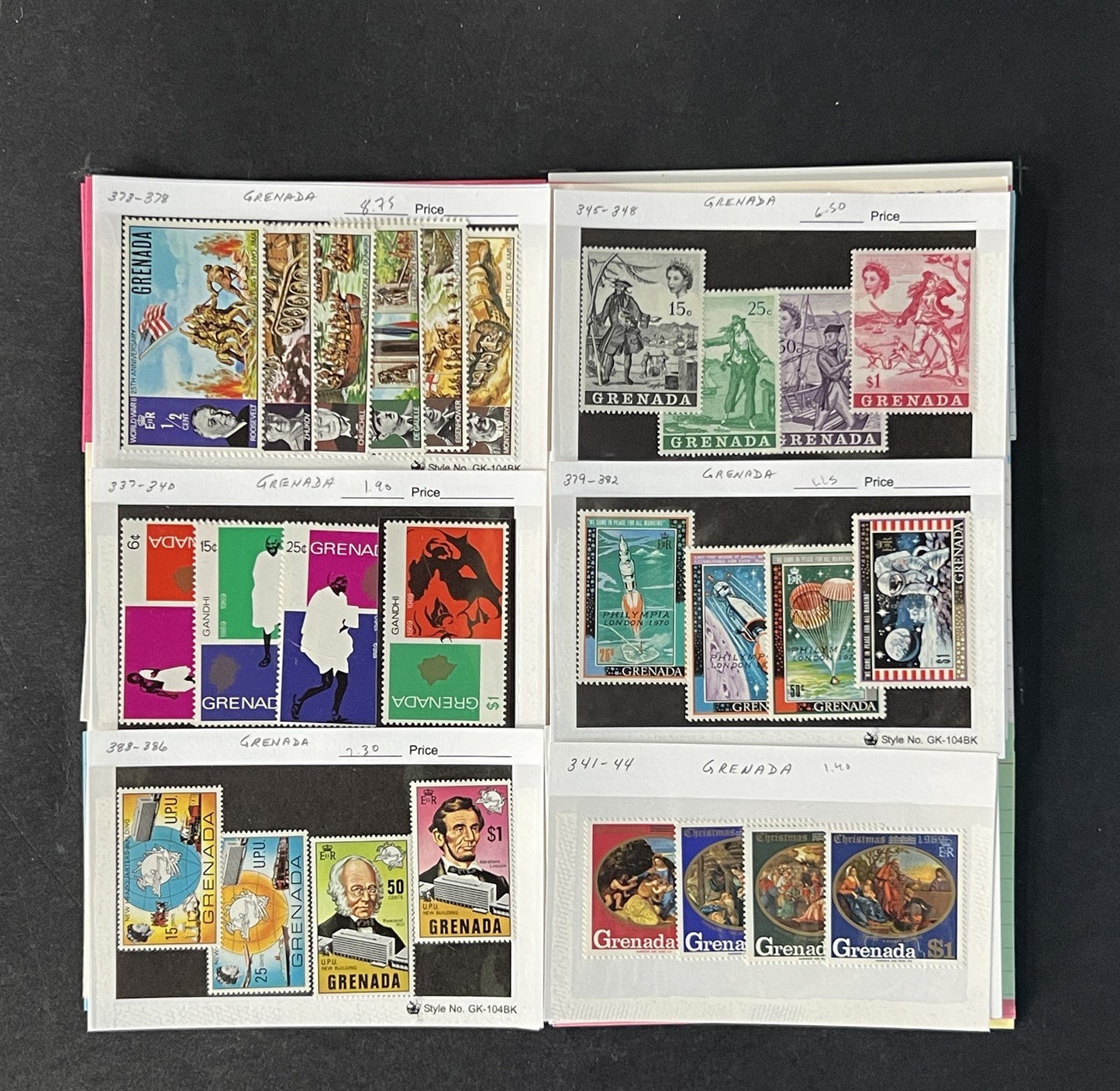 Grenada Stamp Collection on Dealer Cards $245 Cat Value ZAYIX 0825CB14521