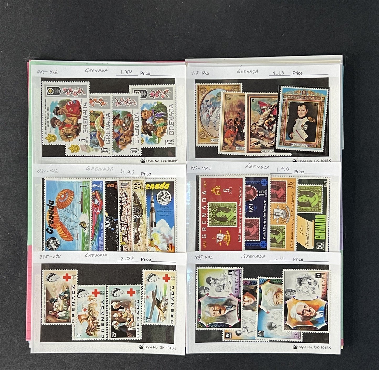Grenada Stamp Collection on Dealer Cards $245 Cat Value ZAYIX 0825CB14521