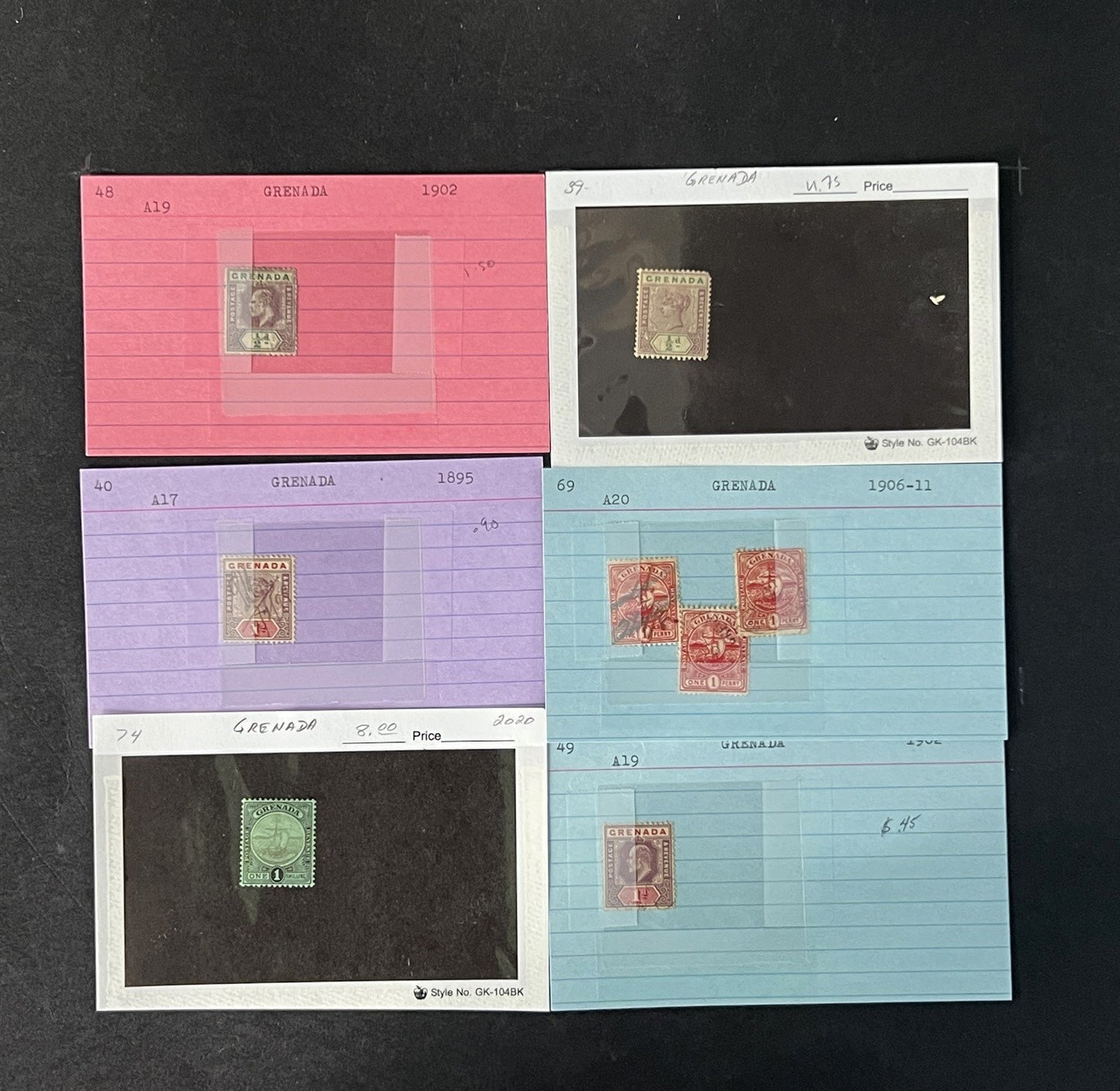 Grenada Stamp Collection on Dealer Cards $245 Cat Value ZAYIX 0825CB14521