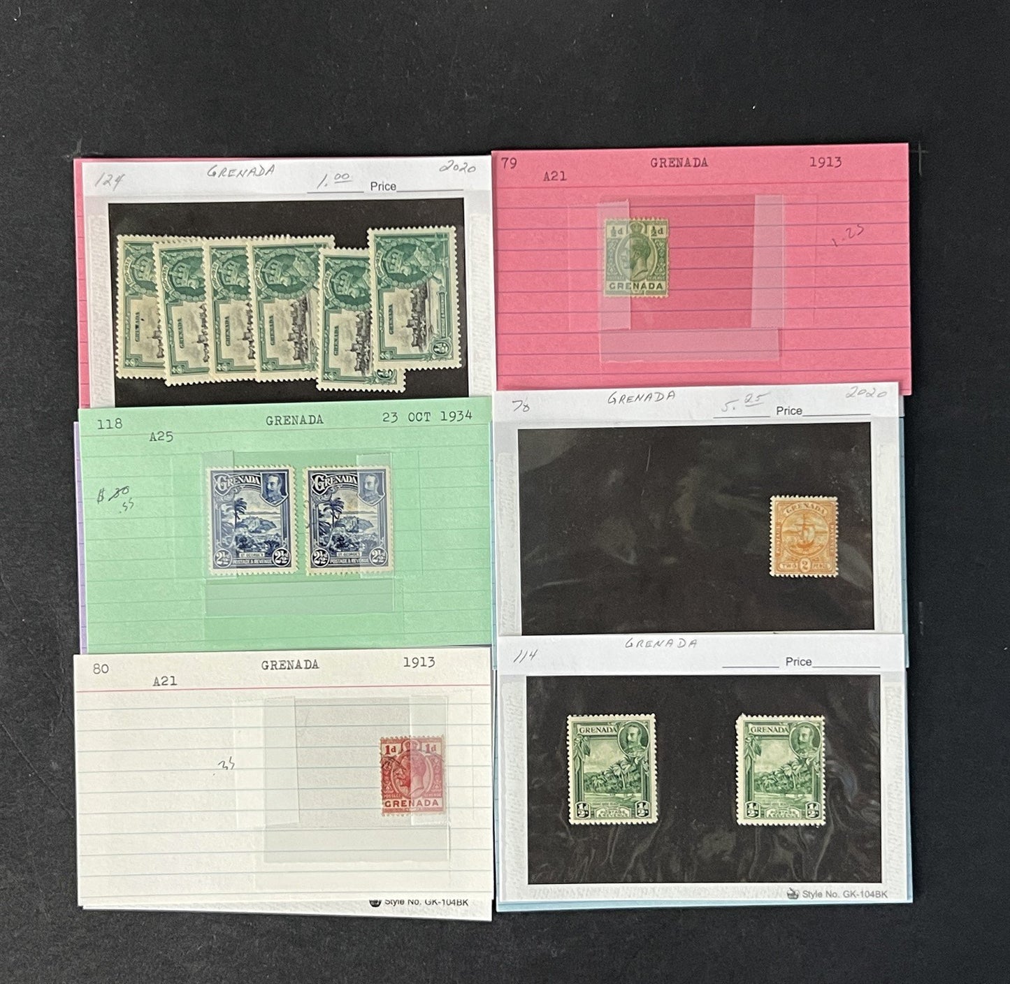 Grenada Stamp Collection on Dealer Cards $245 Cat Value ZAYIX 0825CB14521