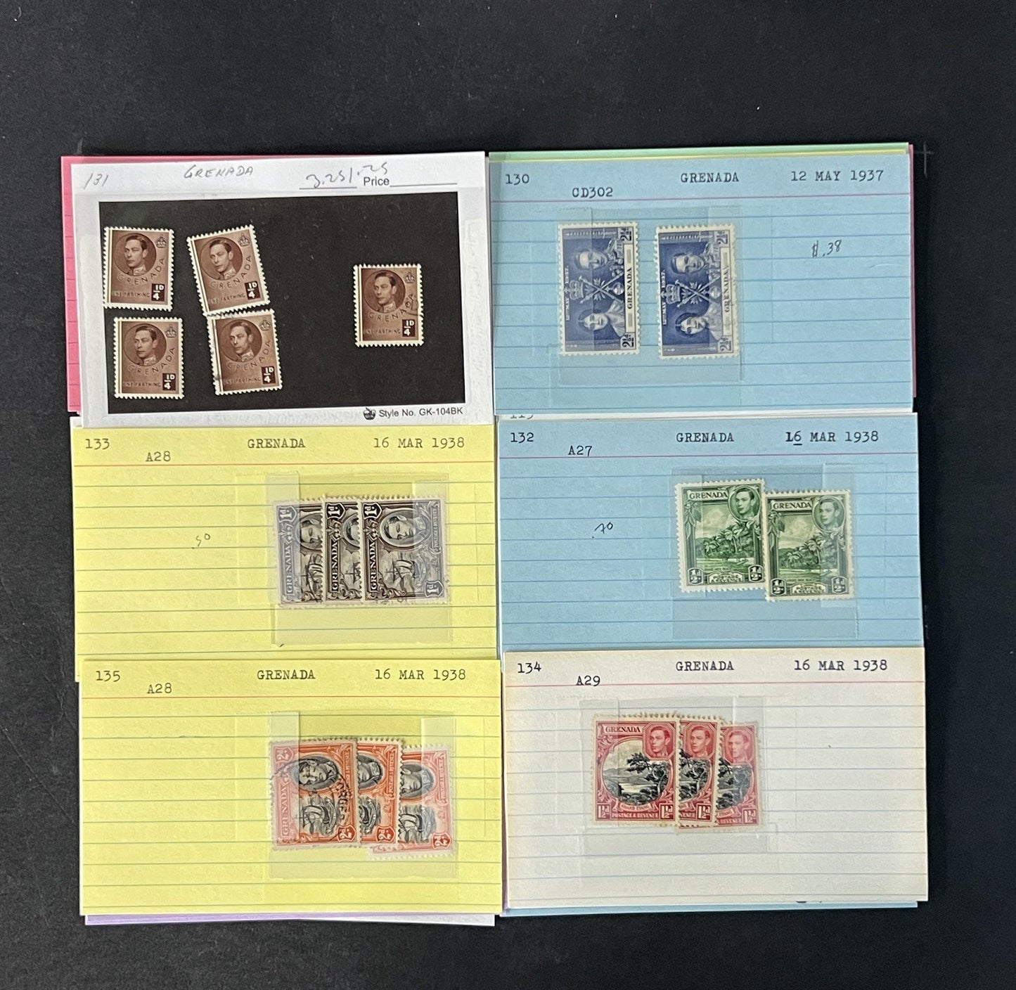 Grenada Stamp Collection on Dealer Cards $245 Cat Value ZAYIX 0825CB14521